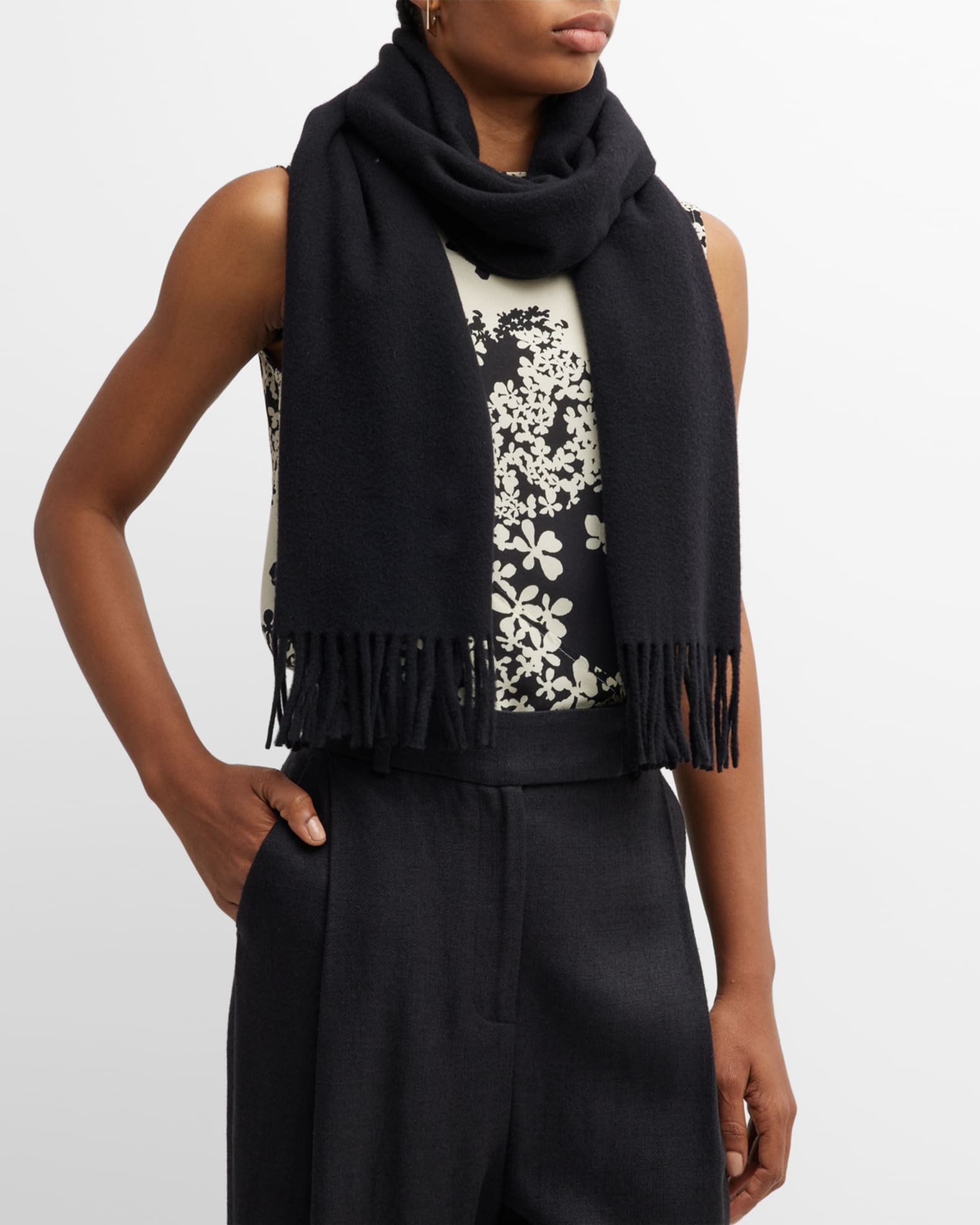 Classic Wool Fringe Scarf  1