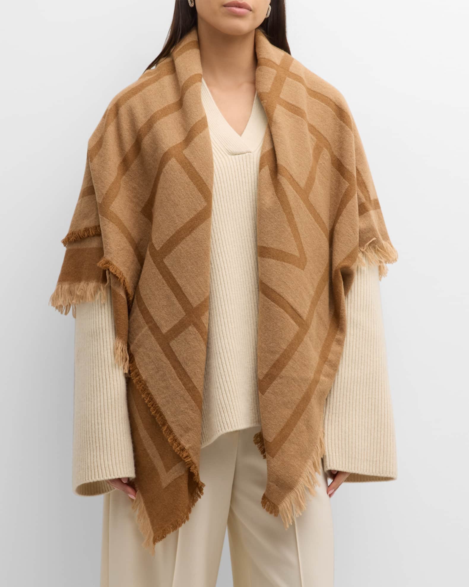 SET SCARF AND HAT IN CAMEL BROWN MONOGRAM CASHMERE 349666