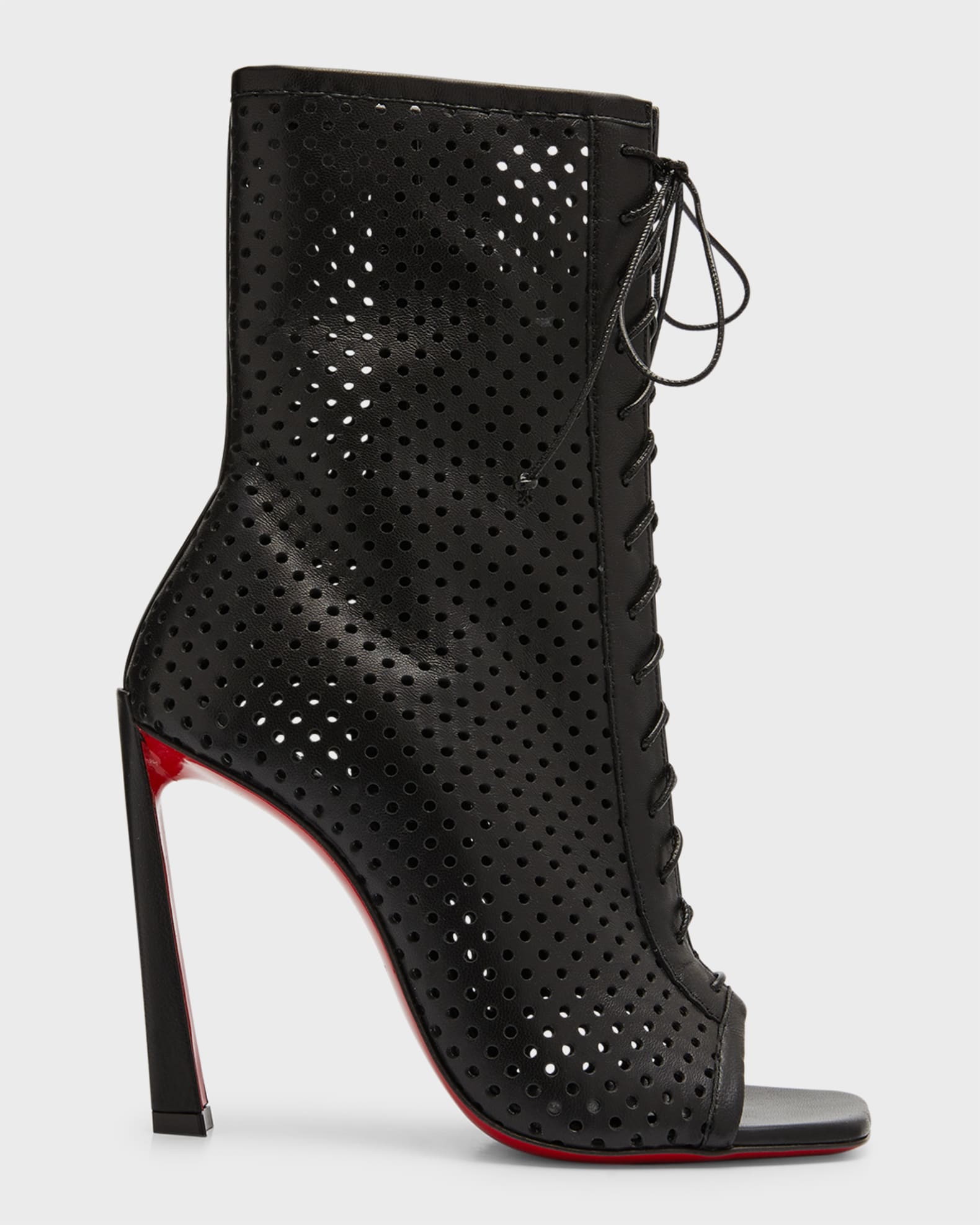 Christian Louboutin Condora Perforated Red Sole Lace-Up Booties
