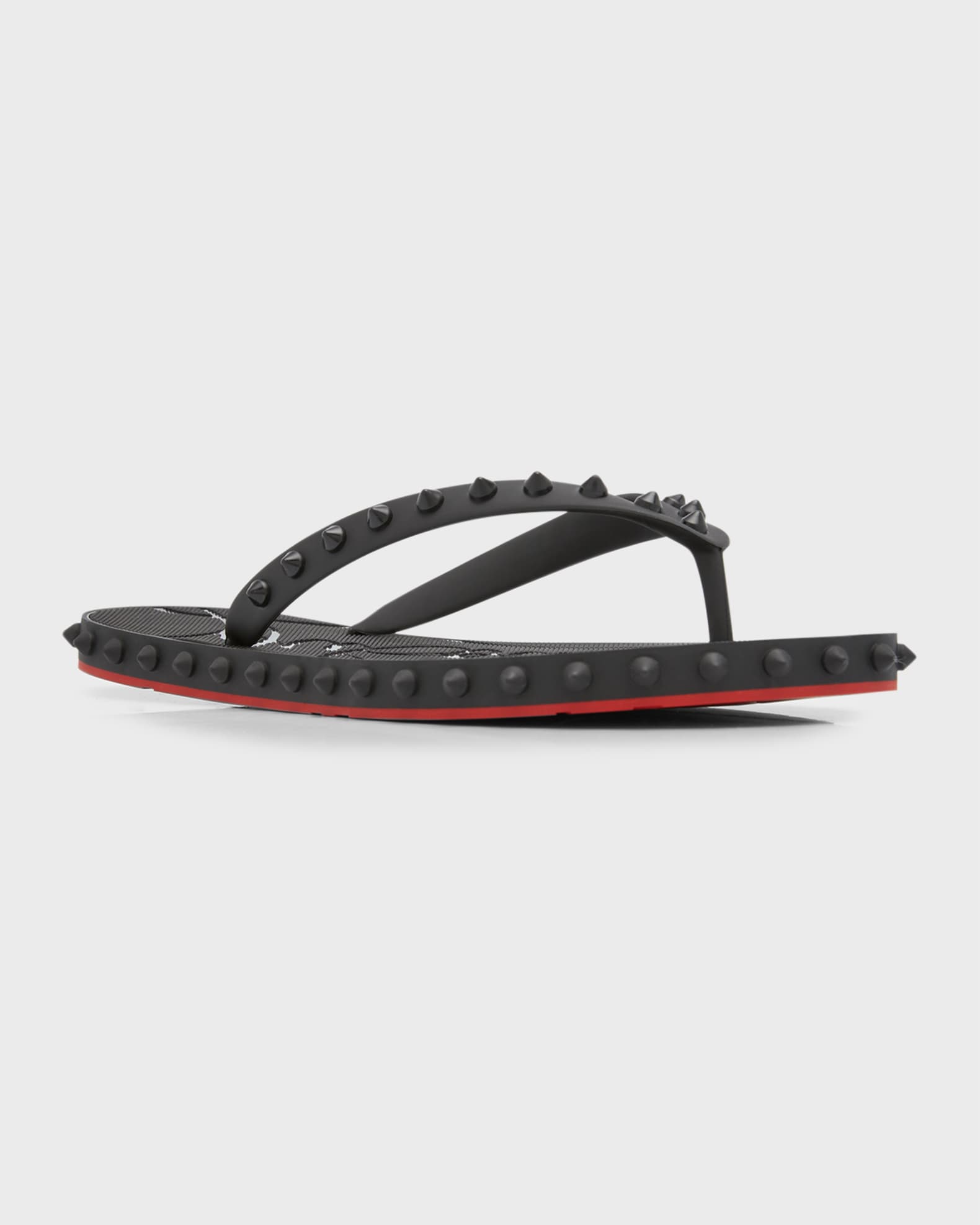 Christian Louboutin Loubi Donna Spike Red Sole Flip Flops | Neiman Marcus