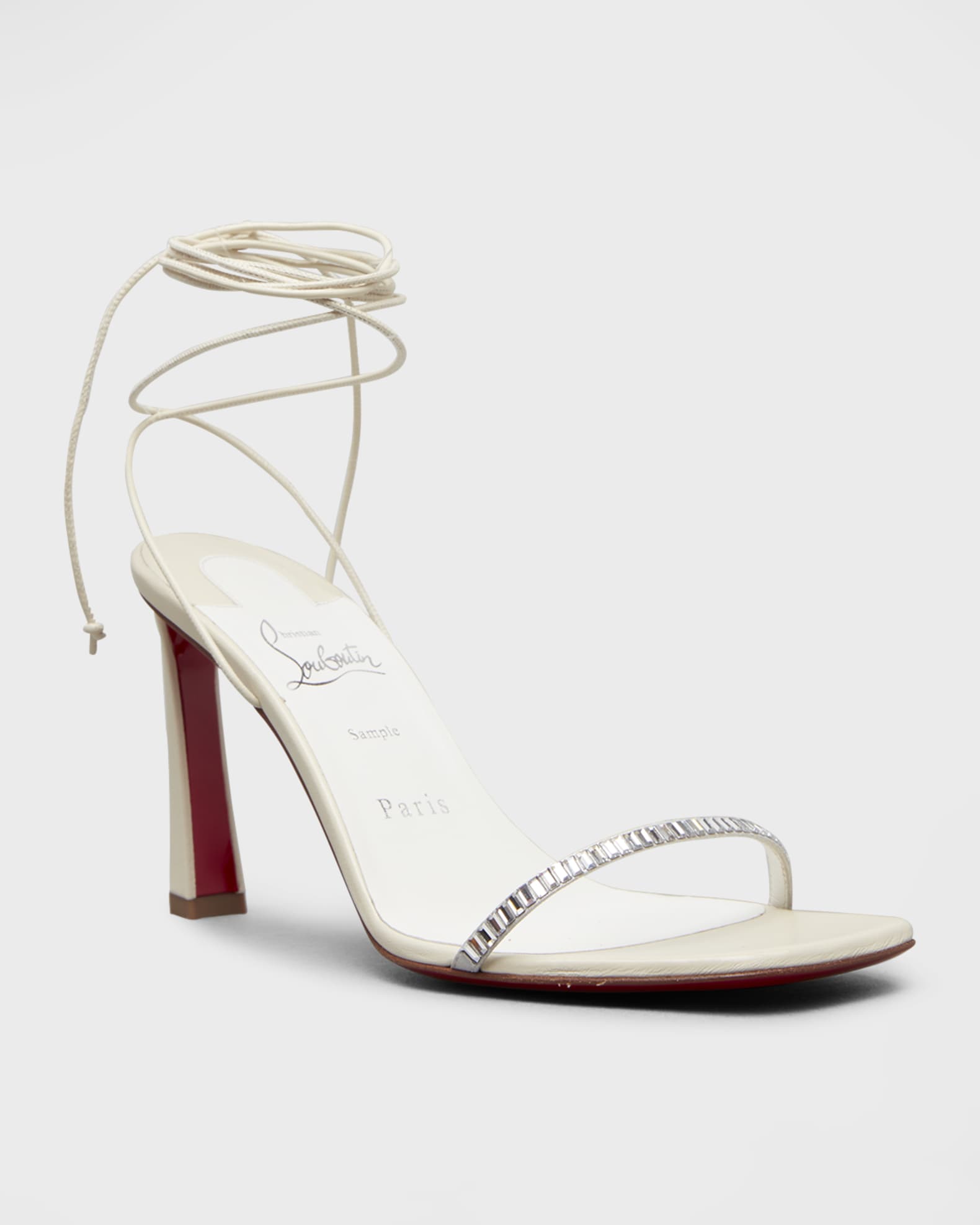 Christian Louboutin Crystal Ankle-Wrap Red Sole Sandals | Neiman Marcus