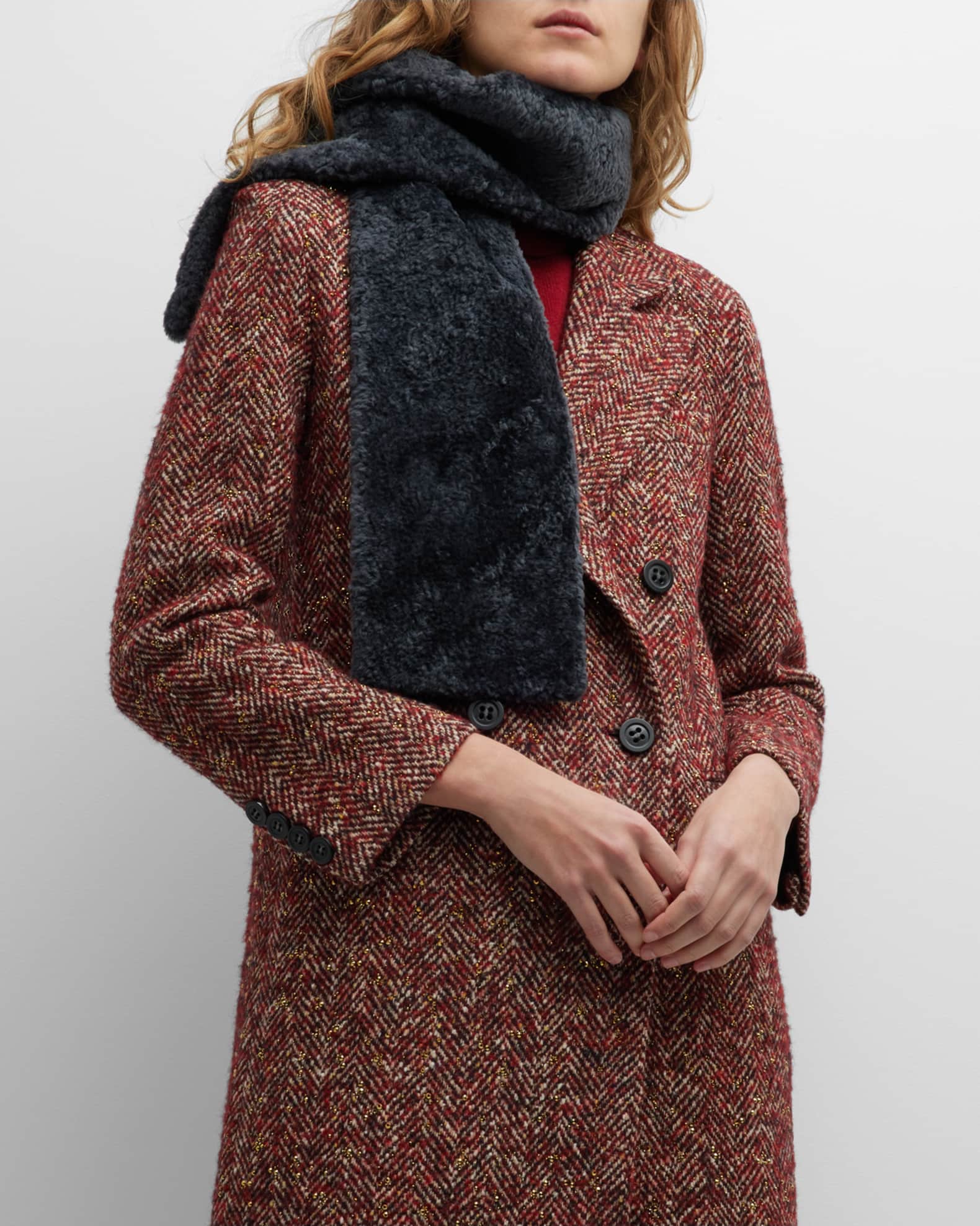 Sheep Shearling Pull-Through Scarf - Thumbnail 2