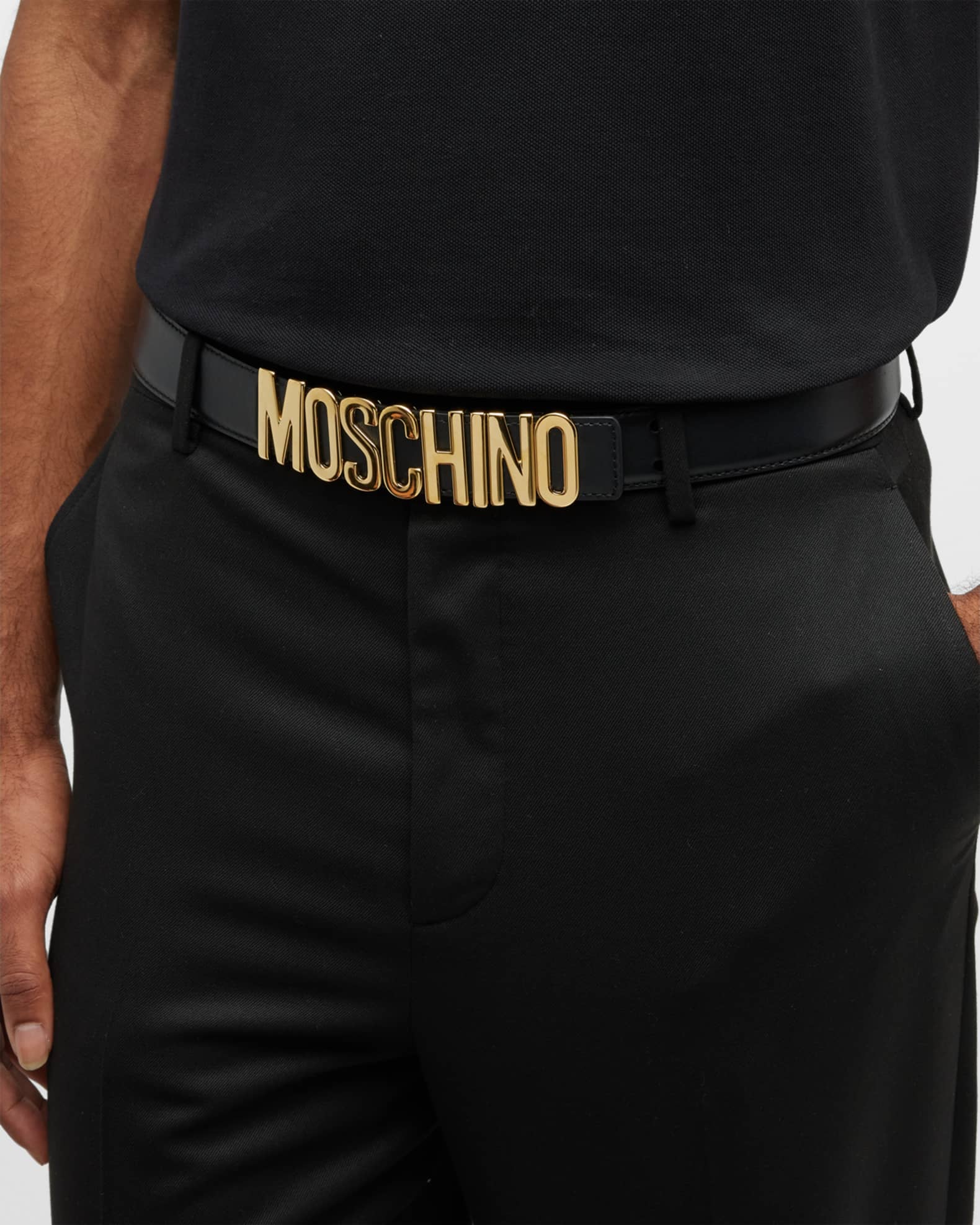 Moschino black logo belt