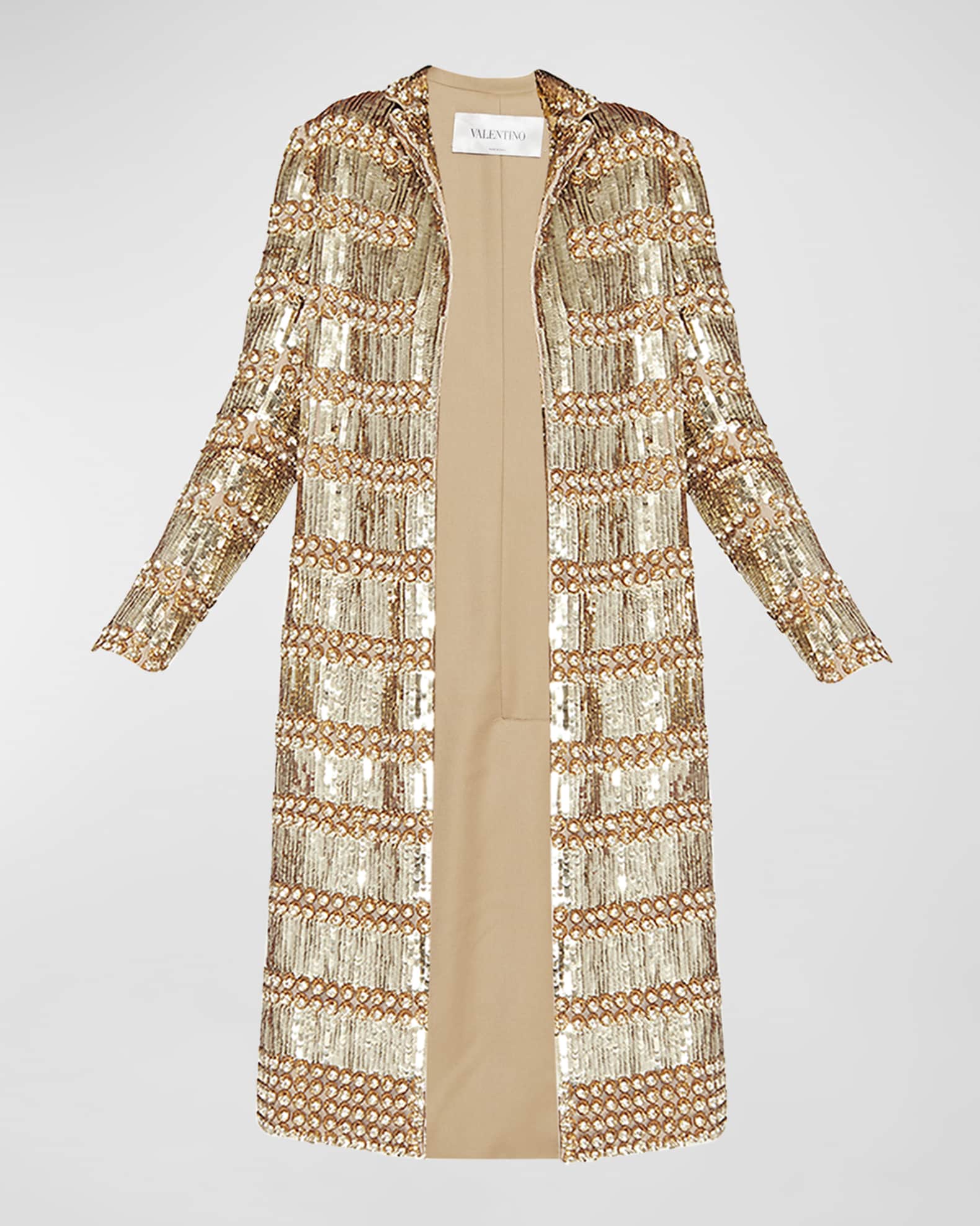 Valentino Garavani Organza Sequin Embroidered Coat Neiman Marcus