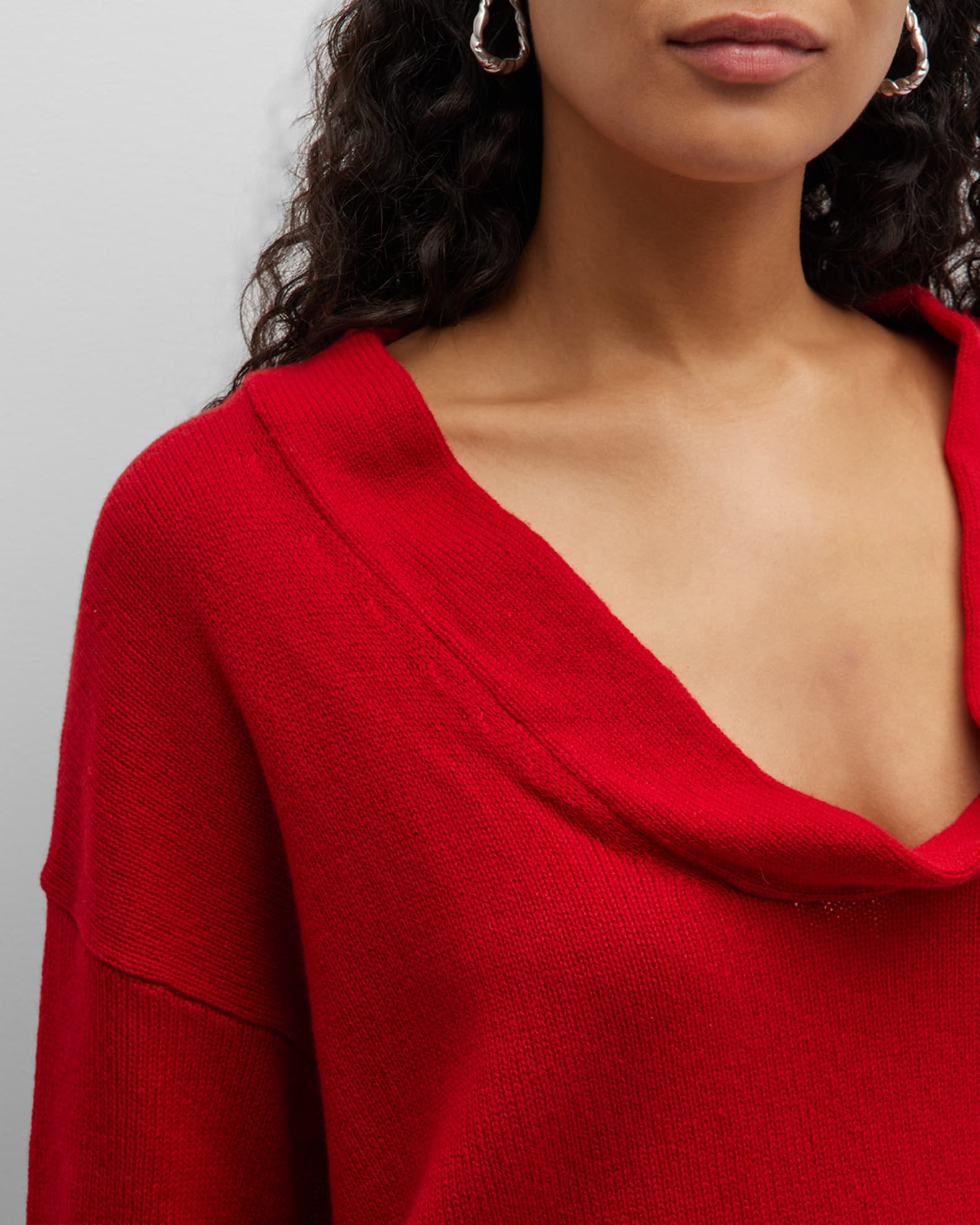 Red cashmere cowl neck sweater 2025