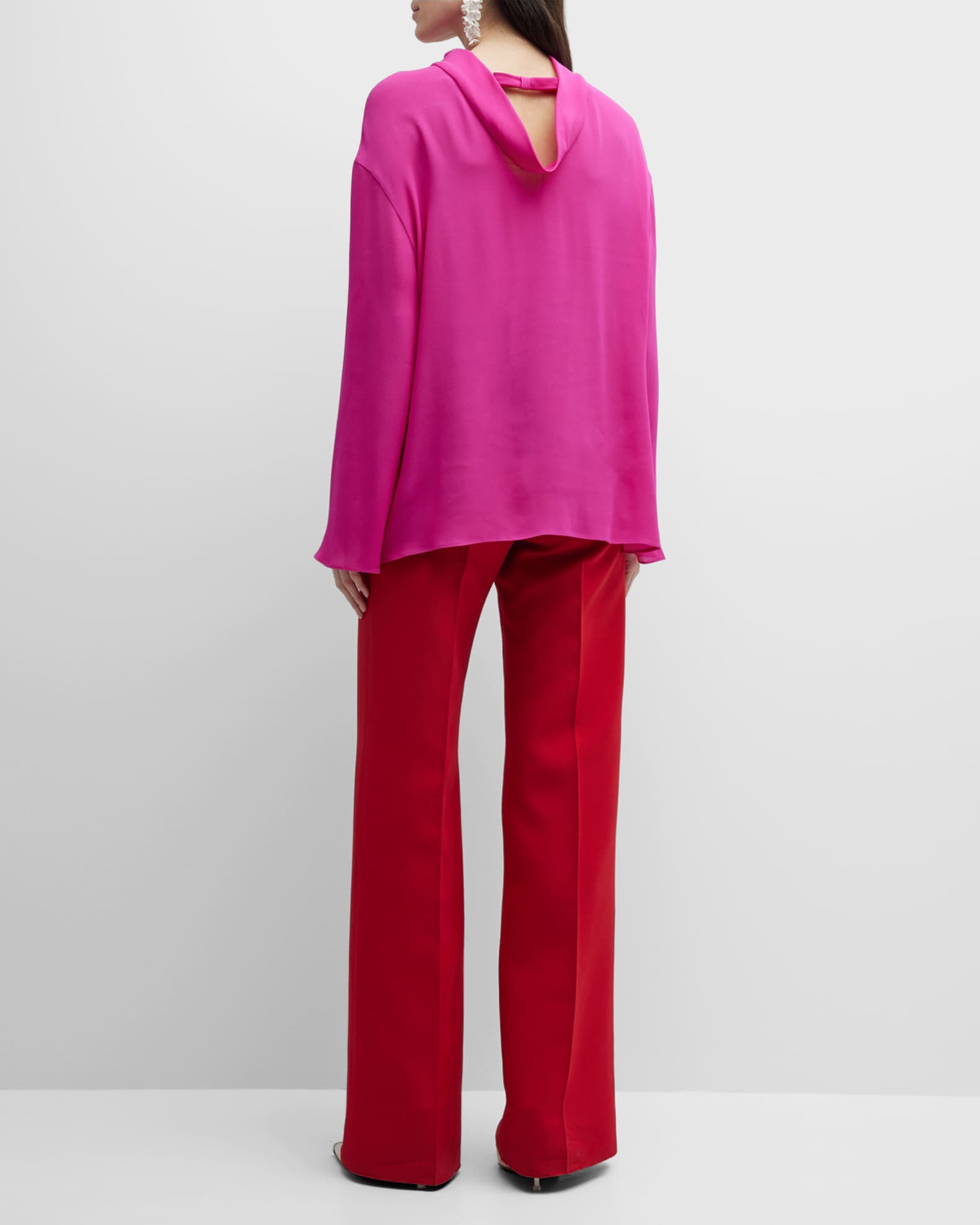 Valentino Garavani draped-back silk blouse - Pink
