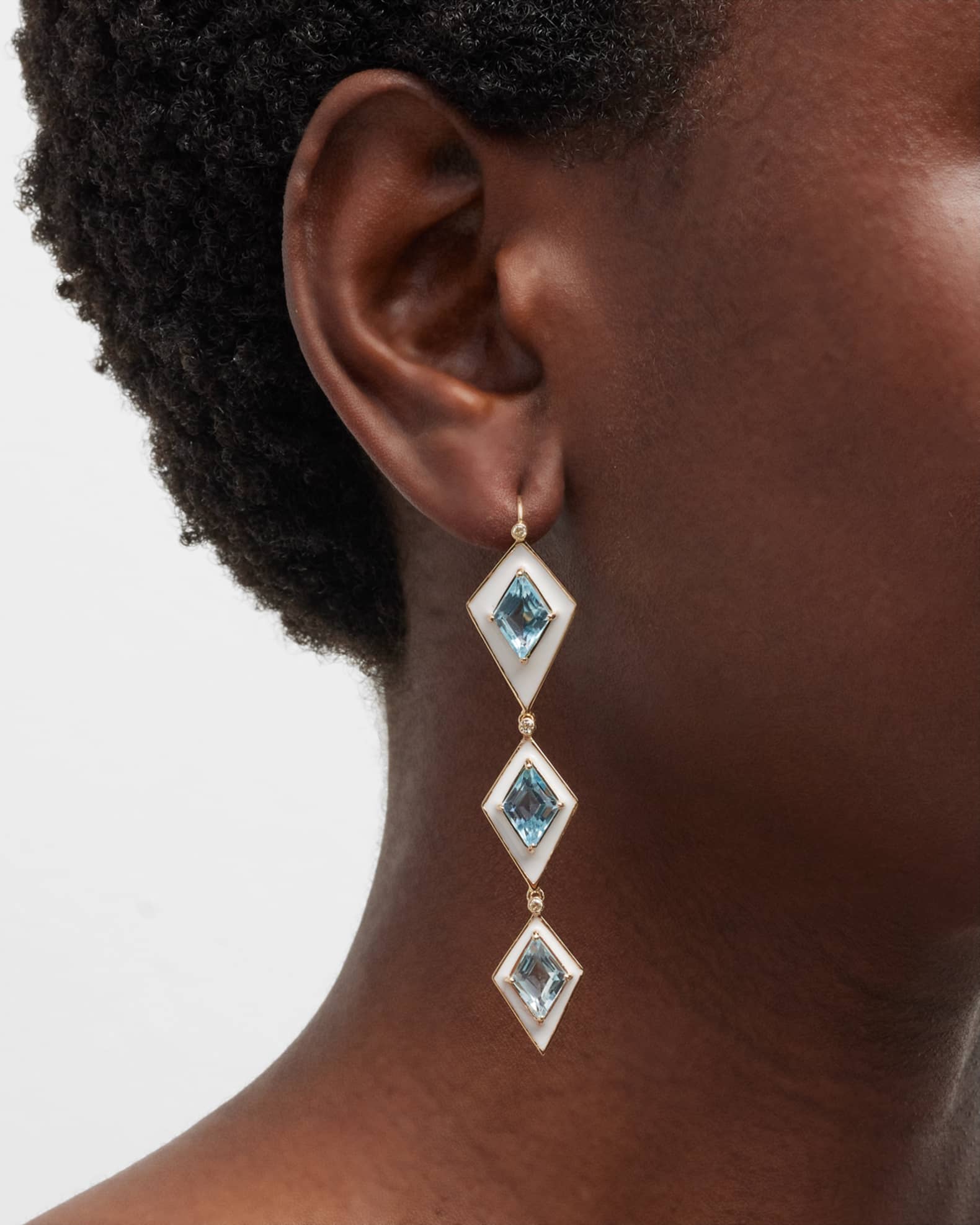 14K Yellow Gold 3-Tier Topaz Kite Earrings 1