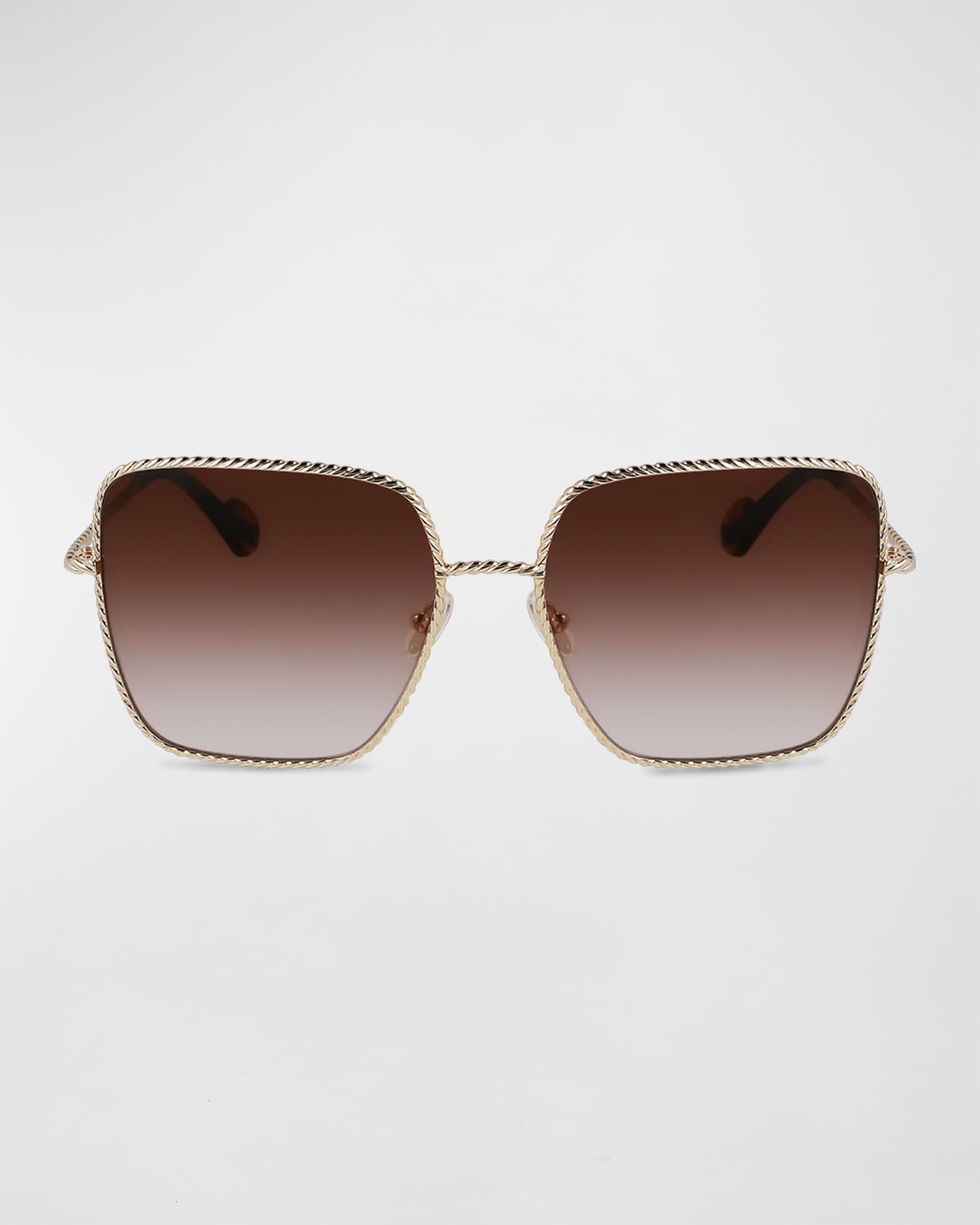 Lanvin Babe Oversized Square Twisted Metal Sunglasses