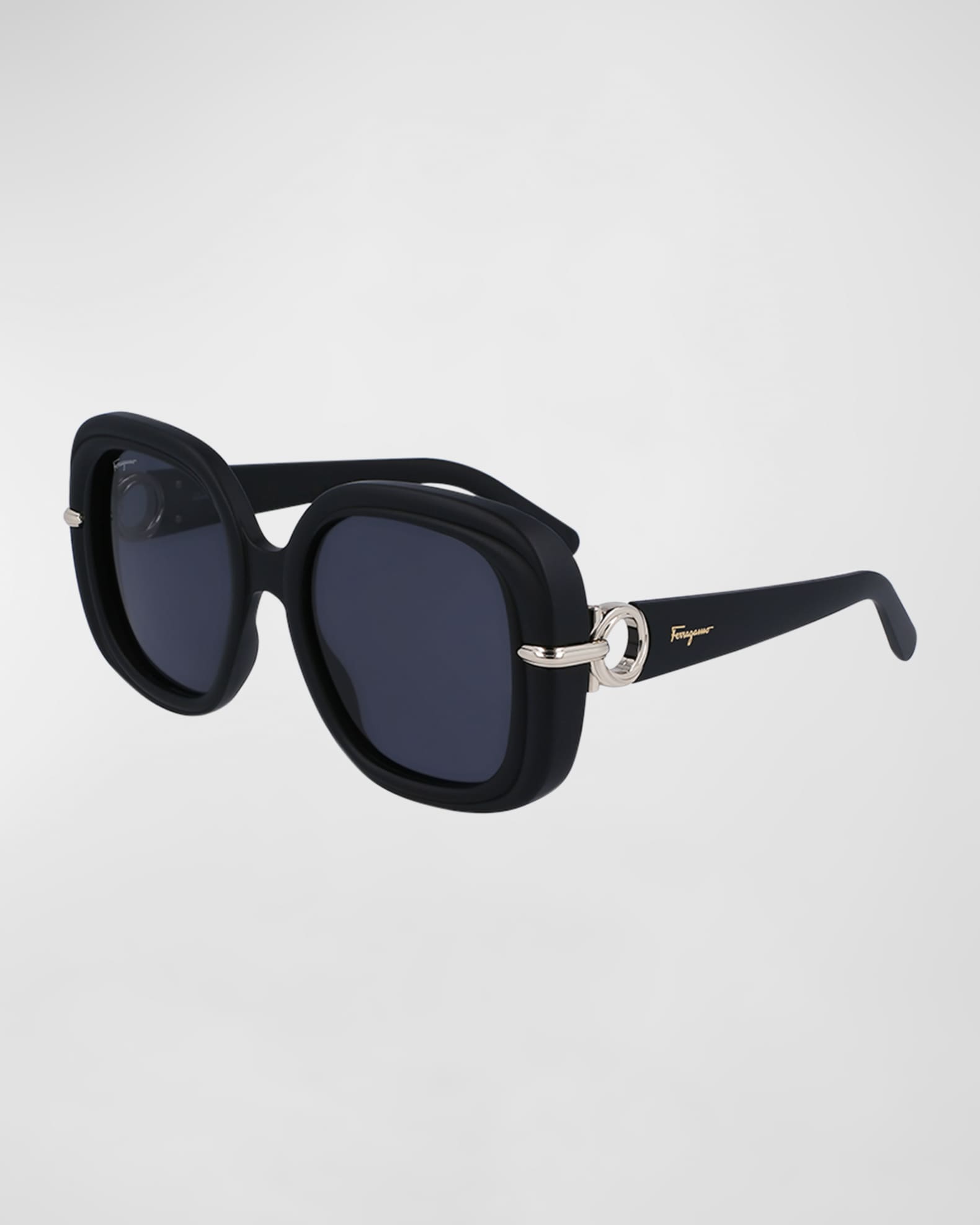 Ferragamo Gancini Hinge Rectangle Injection Plastic Sunglasses