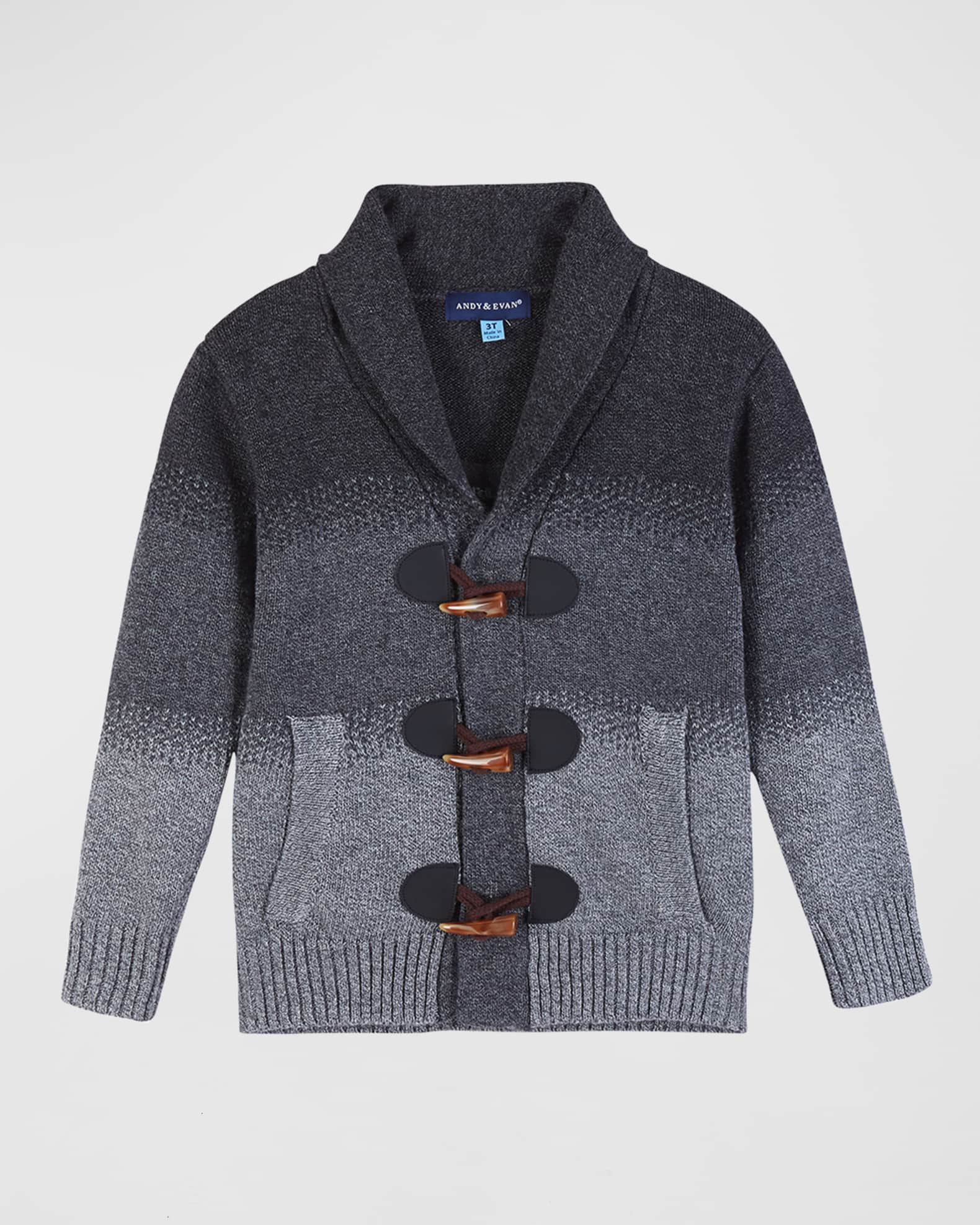 Andy & Evan Boy's Color Block Toggle Button Down Cardigan, Size 2-7