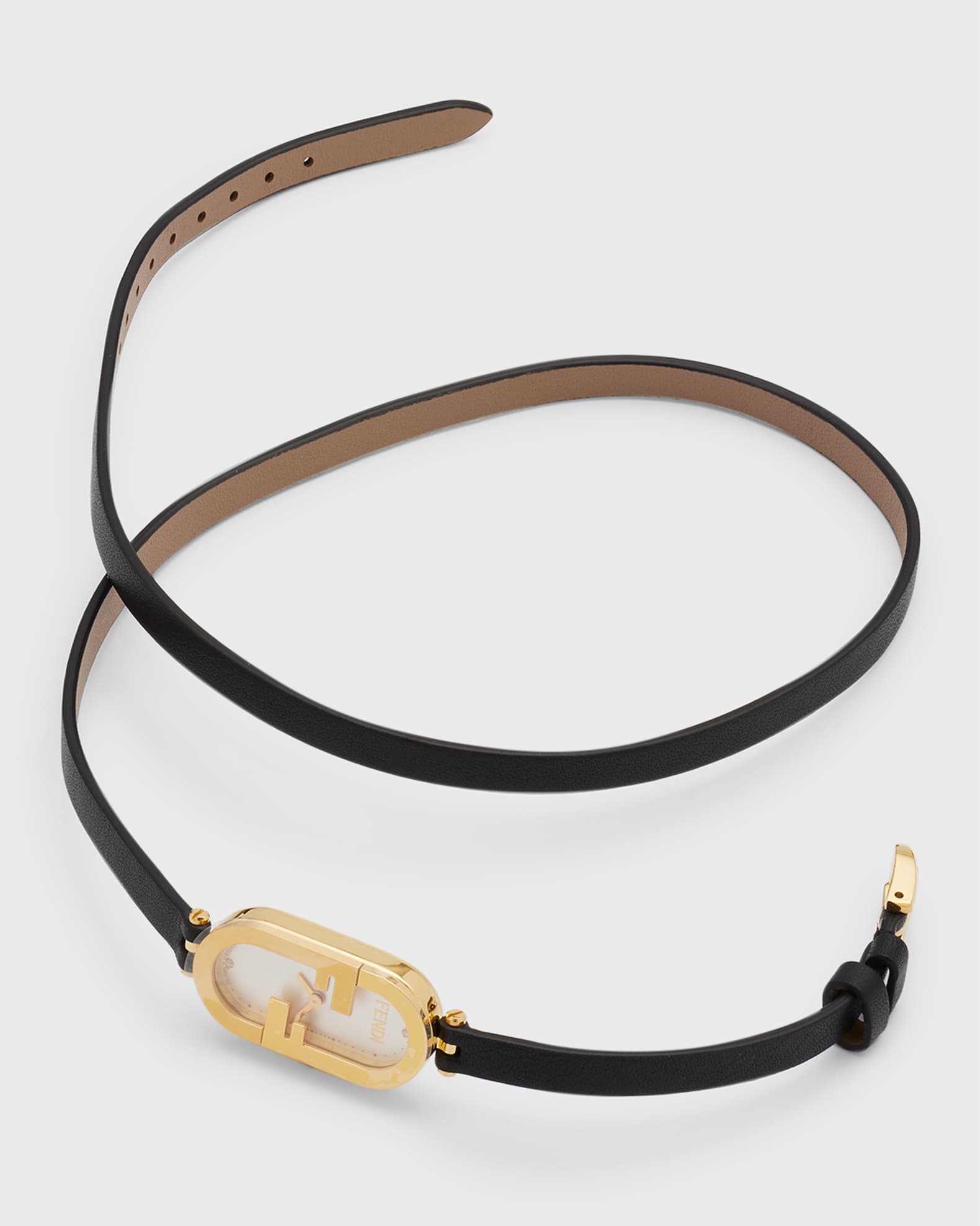 Fendi O'Lock Vertical Oval Calf Leather Wrap Watch | Neiman Marcus