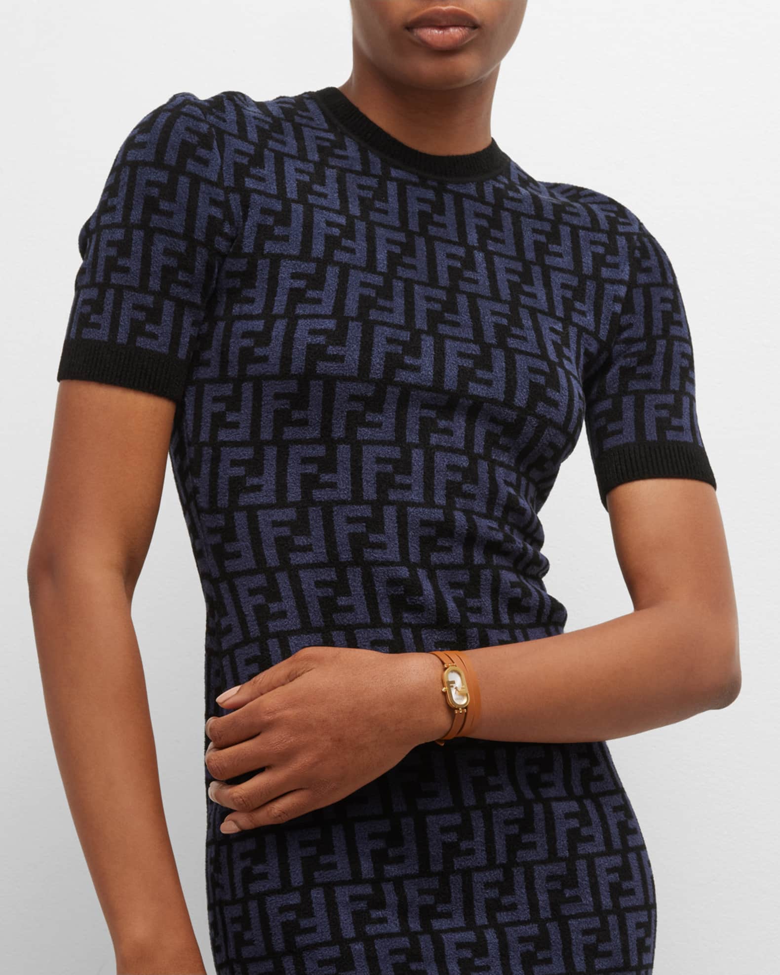 Fendi O'Lock Vertical Oval Calf Leather Wrap Watch | Neiman