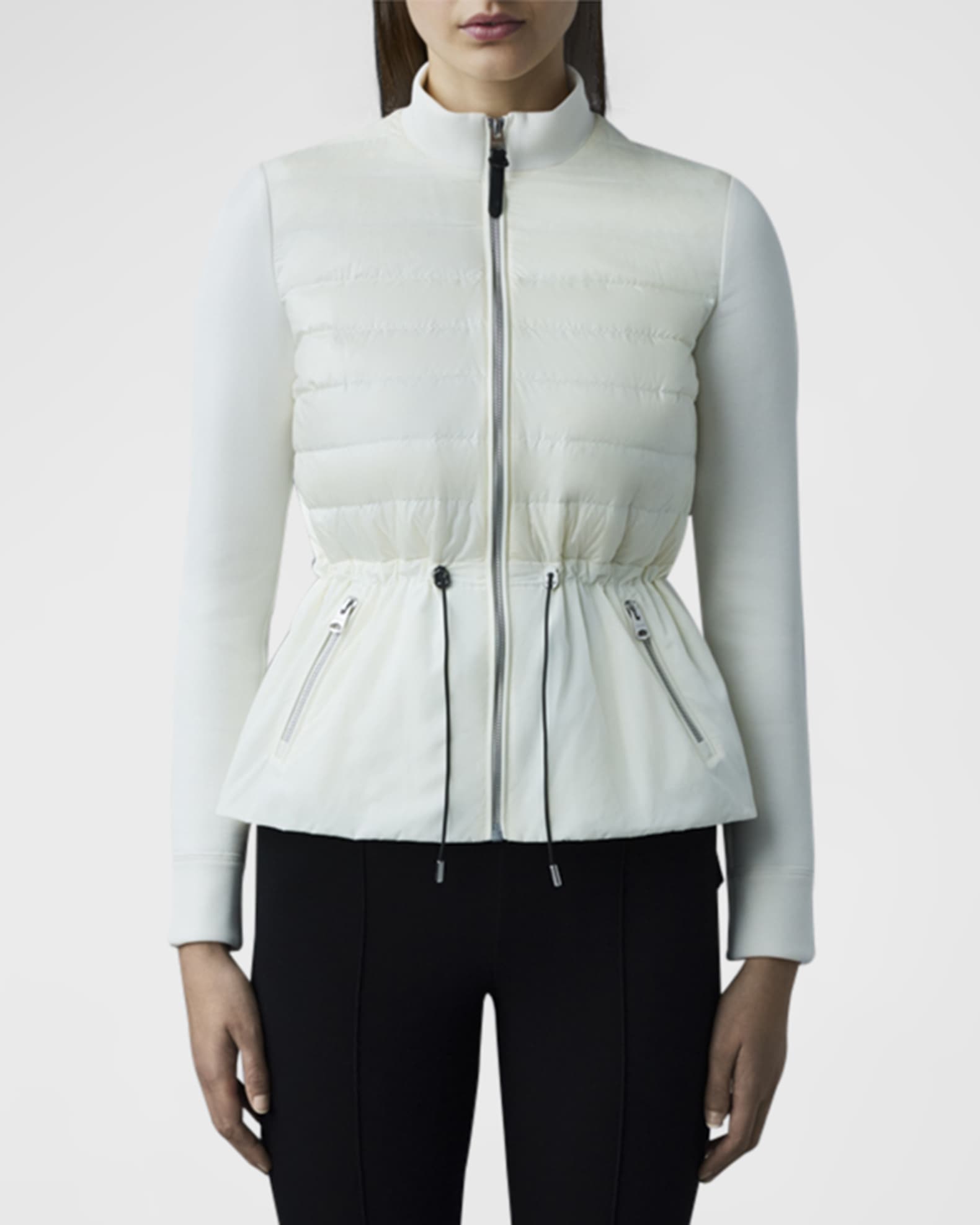 Mackage Joyce Mixed Media Peplum Jacket Neiman Marcus