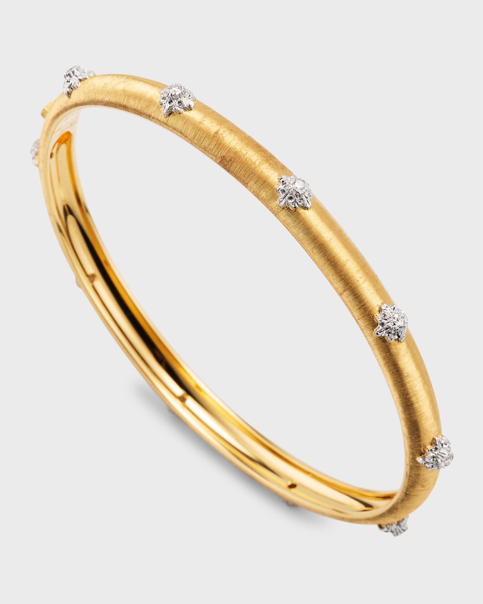 Macri 18K Yellow Gold Bangle with Diamonds, 4mm