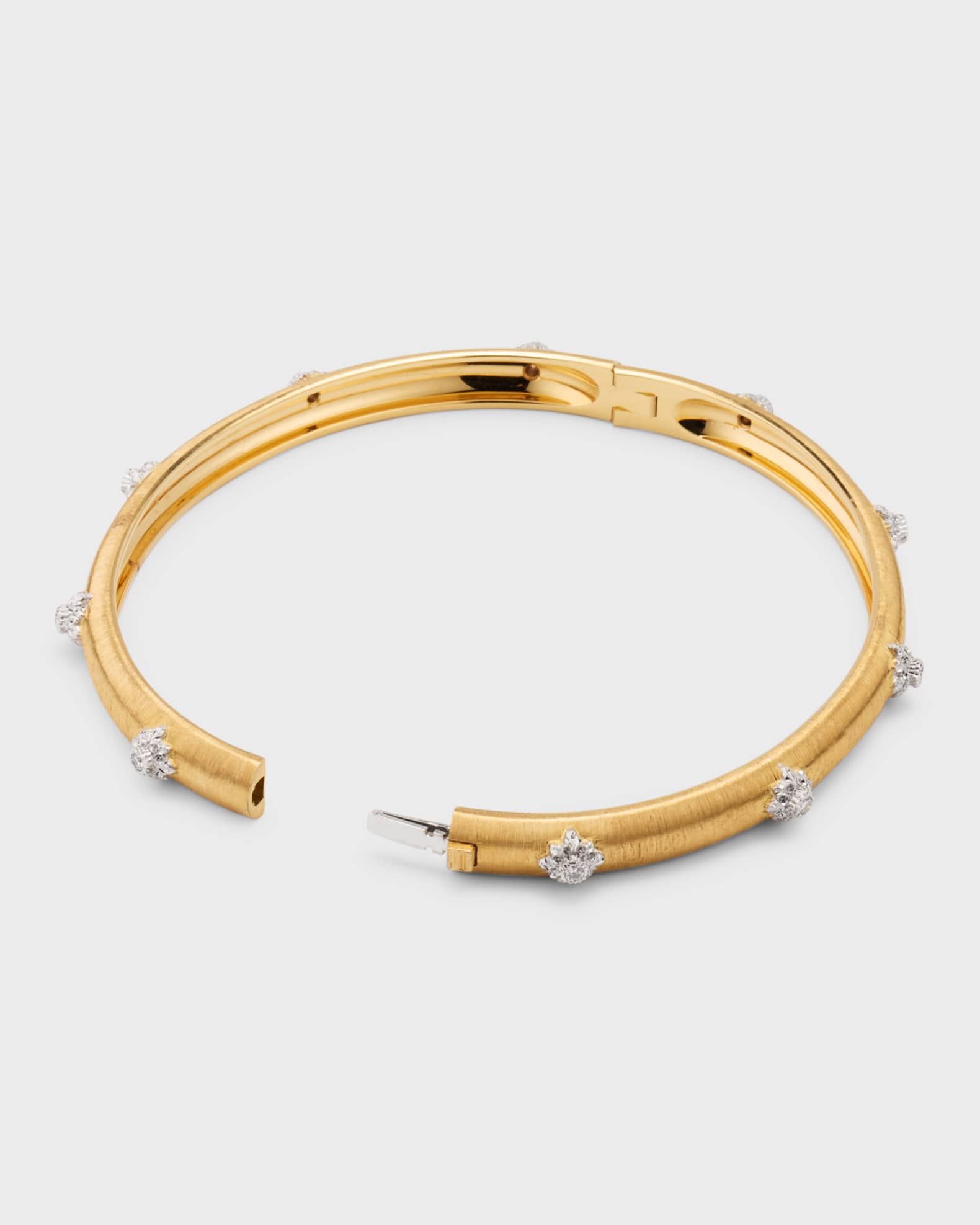 Macri 18K Yellow Gold Bangle with Diamonds, 4mm