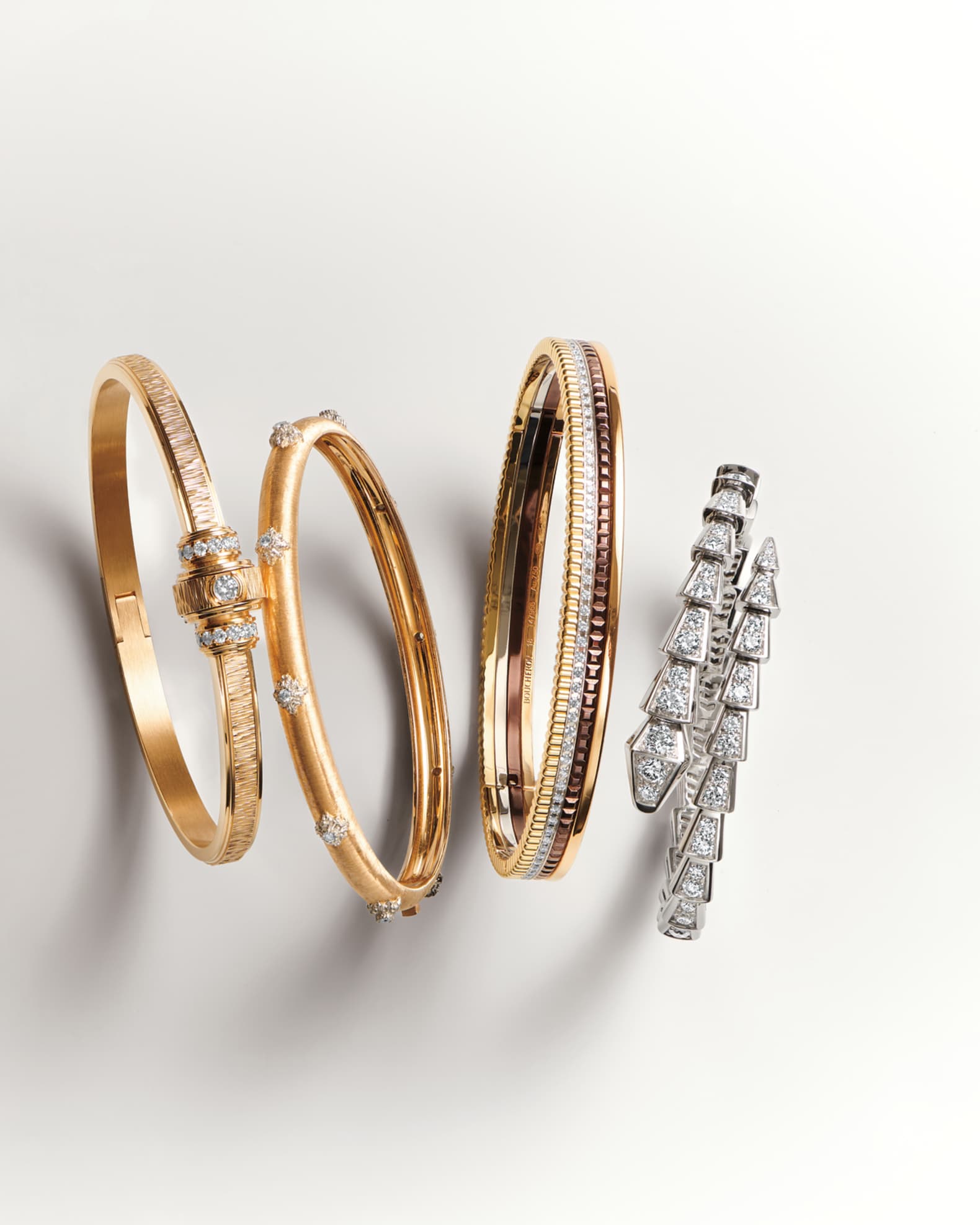 Macri 18K Yellow Gold Bangle with Diamonds, 4mm 1