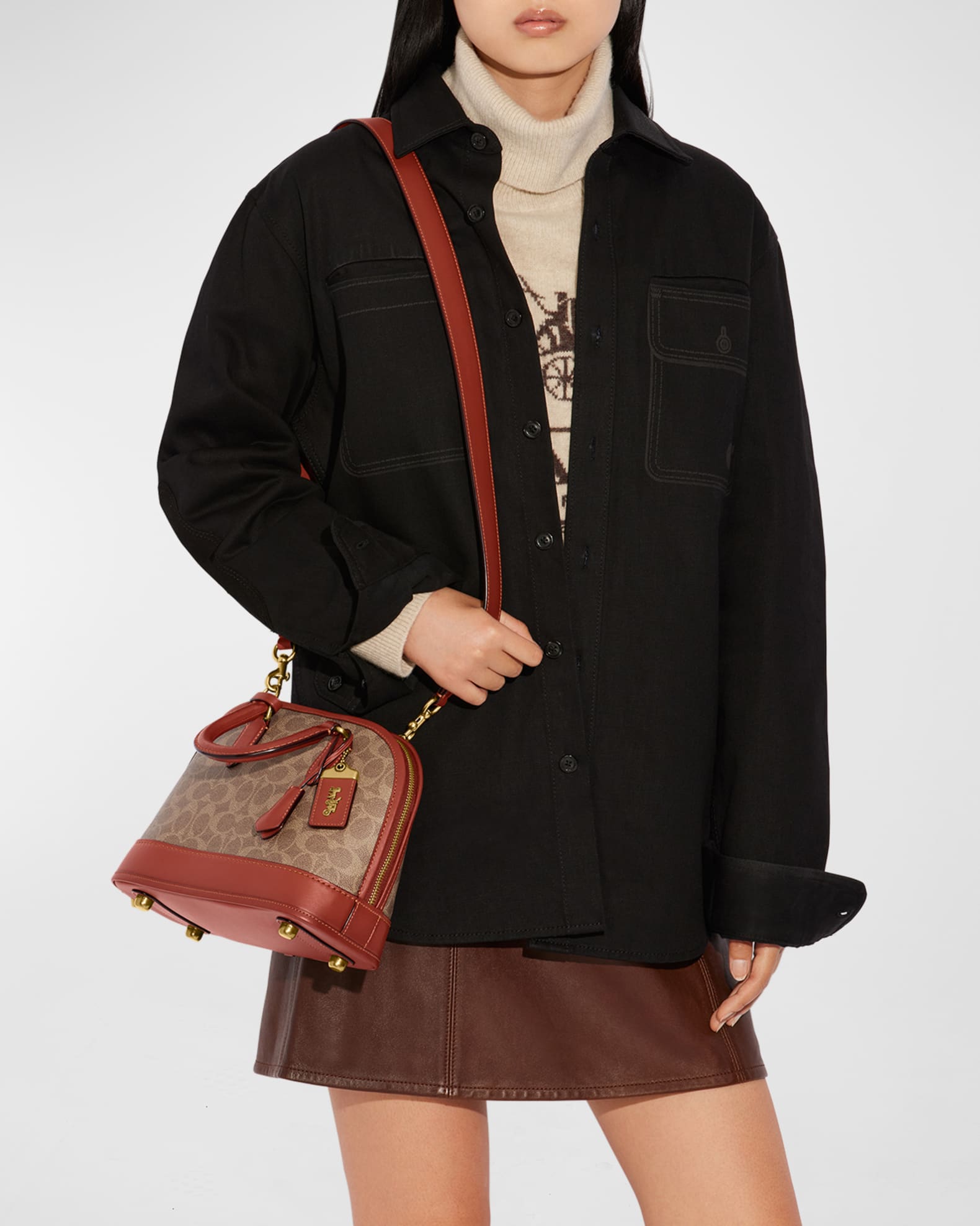 Coach Revel Signature Coated Canvas TopHandle Bag Neiman Marcus