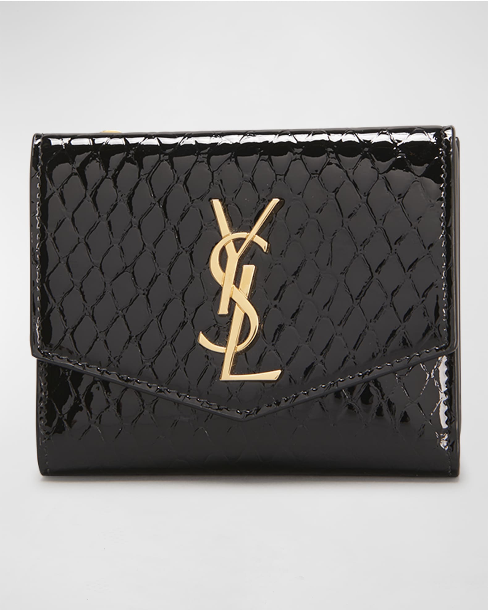 Saint Laurent YSL PythonEmbossed Compact Wallet Neiman Marcus