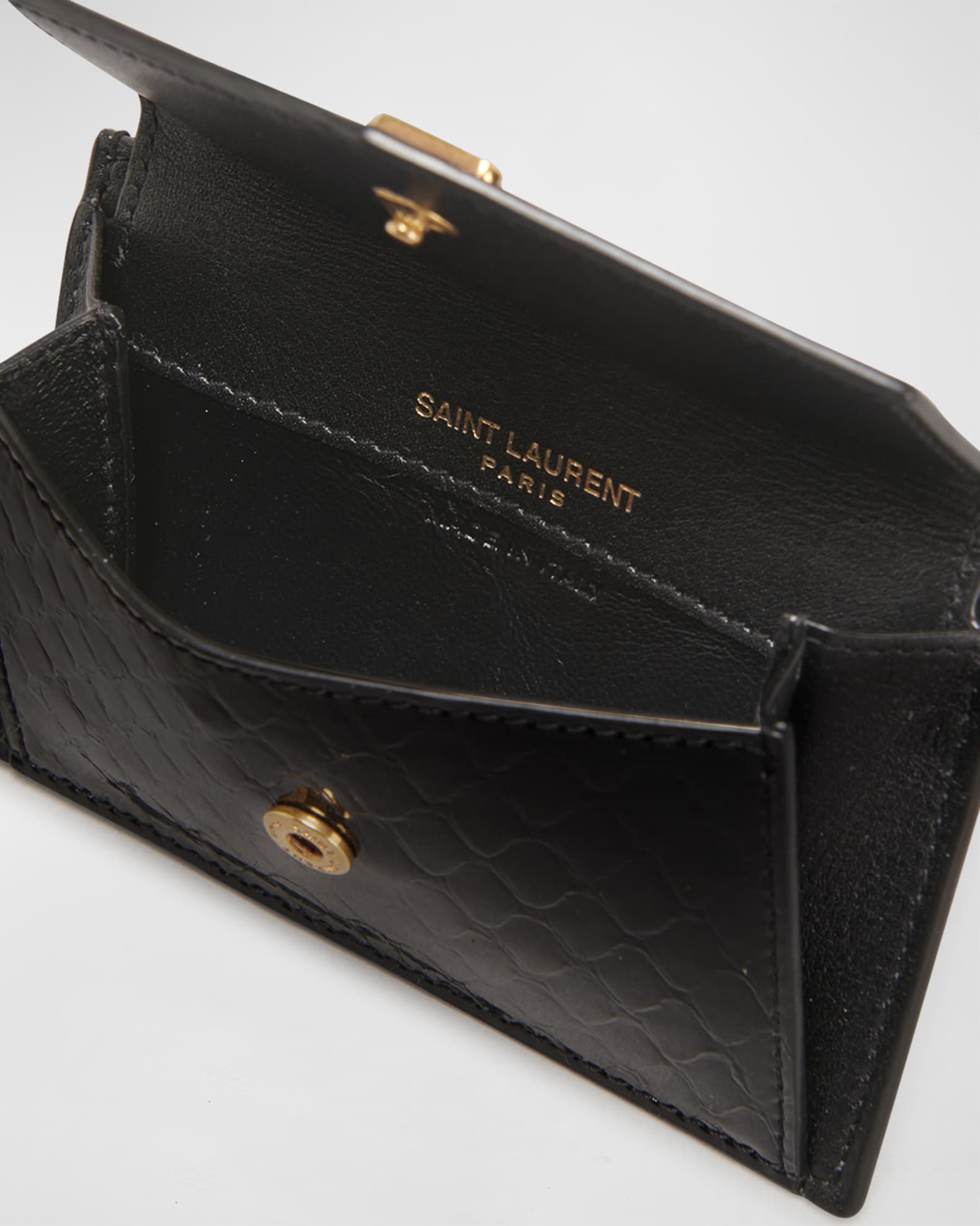 Saint Laurent Fragments Ysl Quilted Leather Card Case Nero