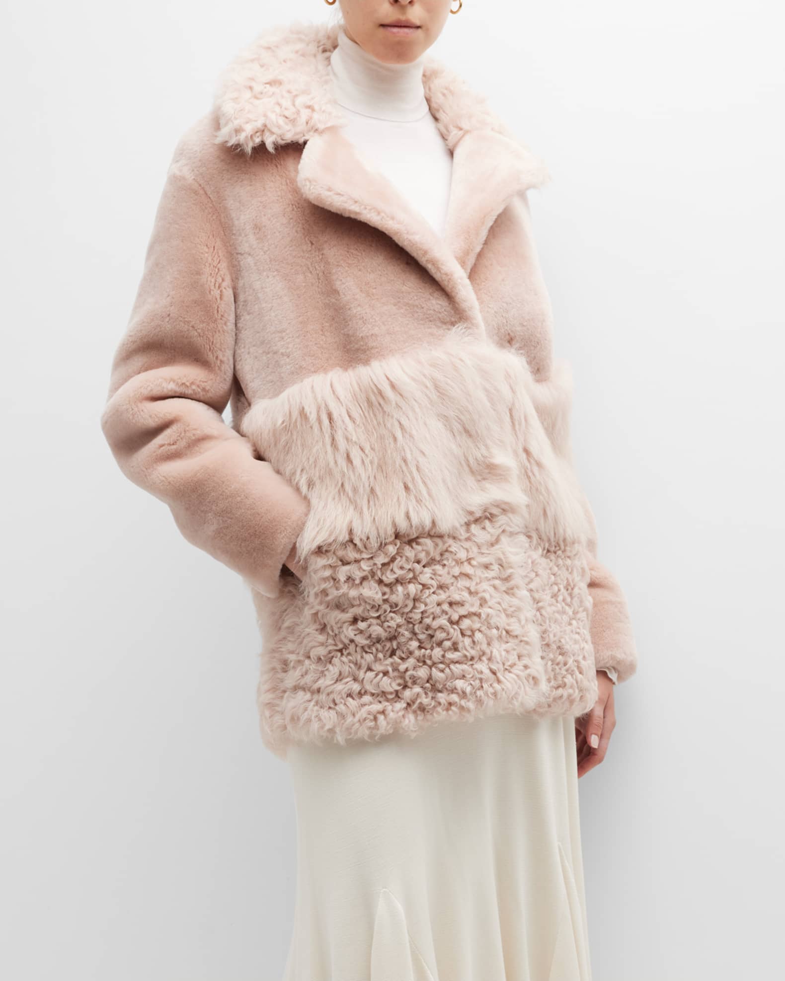Nour Hammour Paneled Sheep Shearling Coat Neiman Marcus
