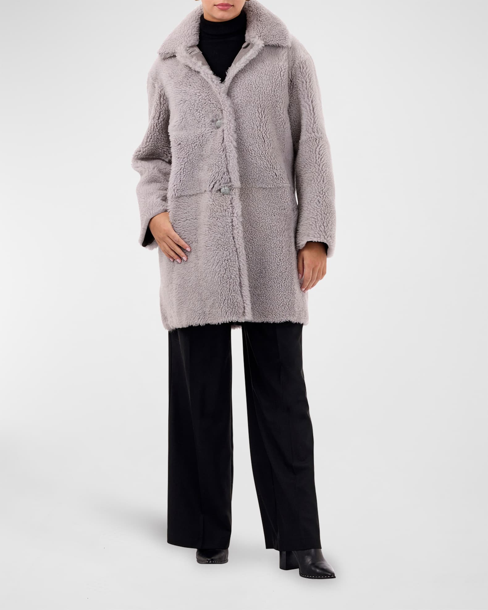 Reversible Lamb Shearling Stroller Jacket w/ Leather Buttons 1