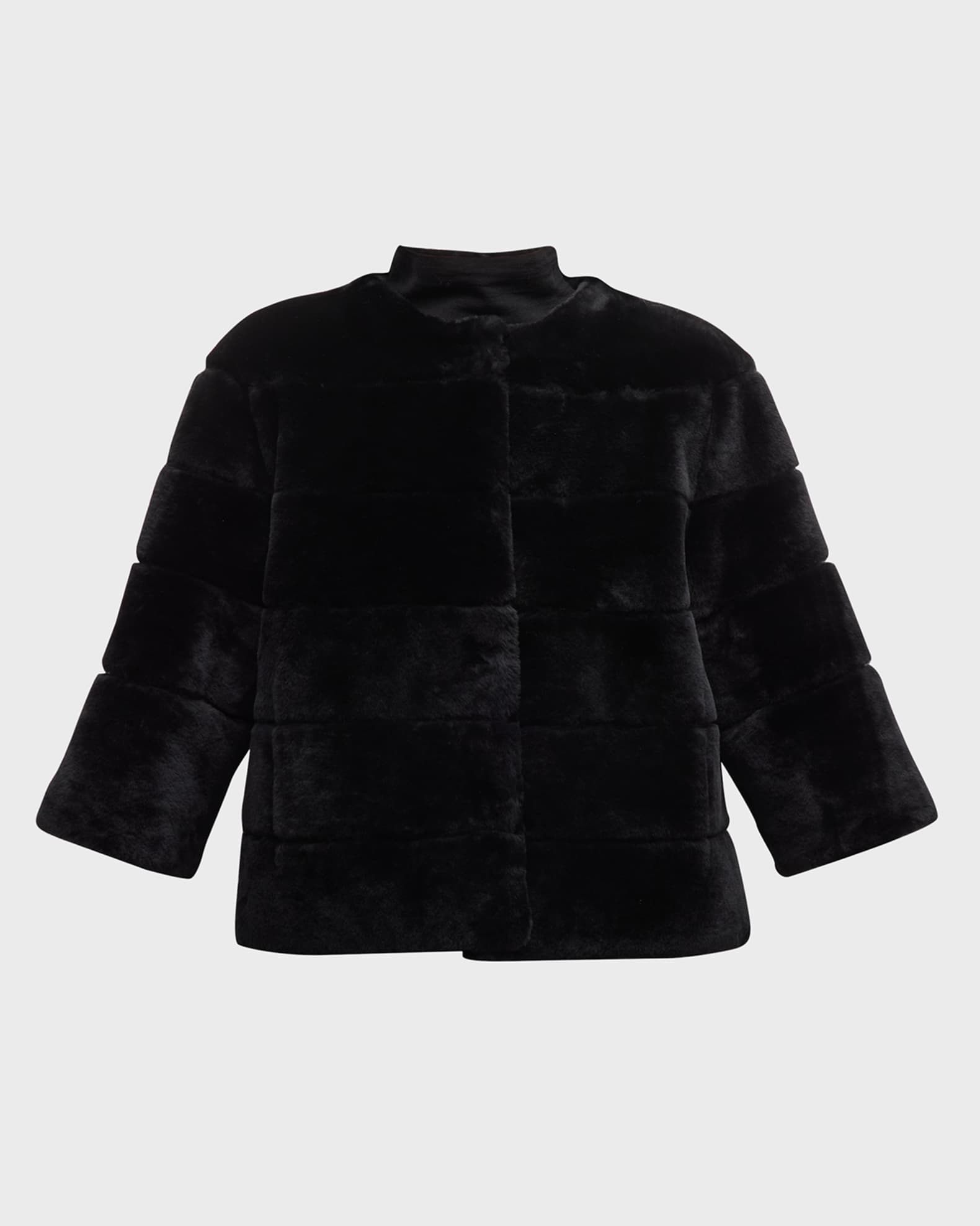 Gorski Collarless Lamb Shearling Jacket | Neiman Marcus