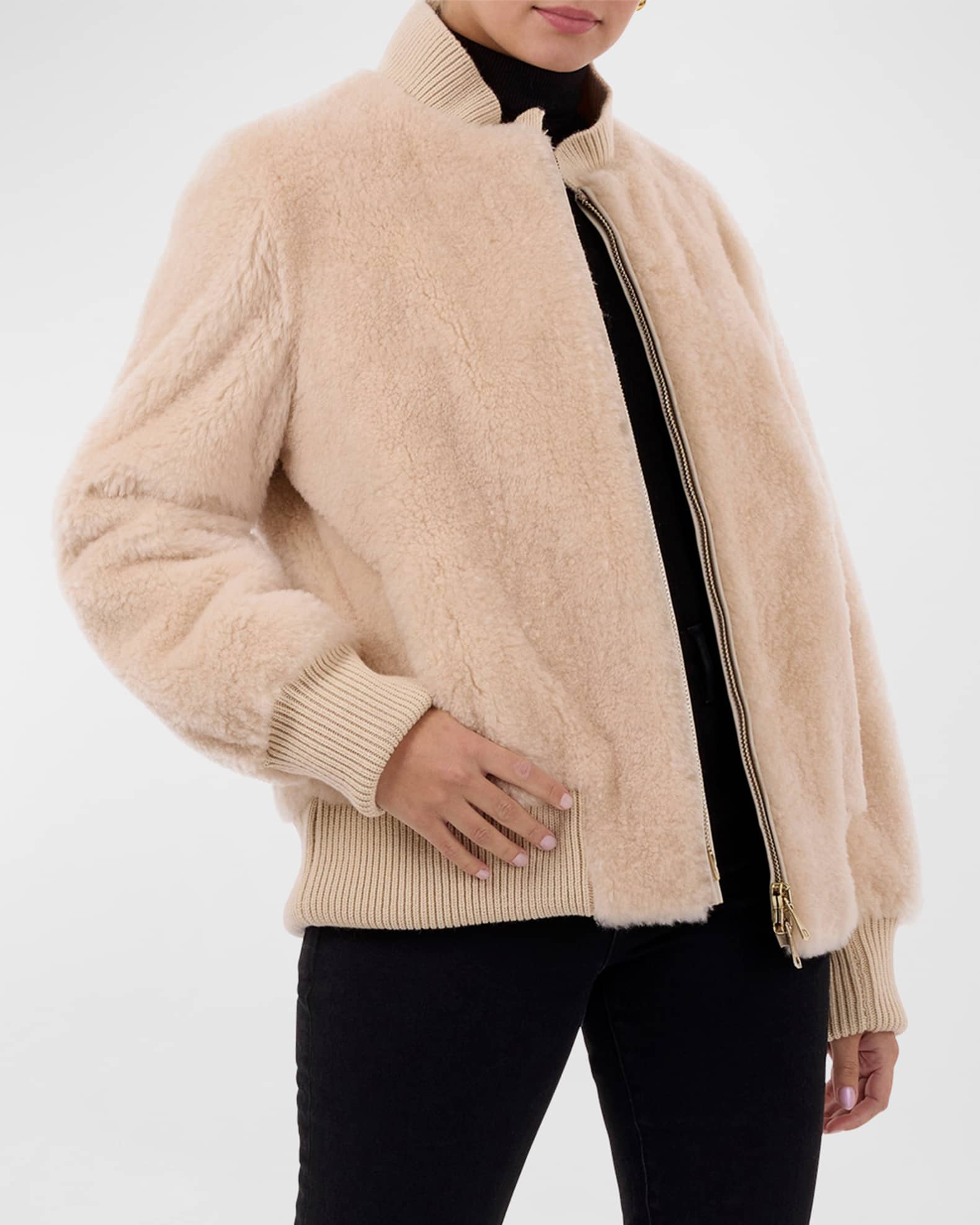 Gorski Cashmere Goat Shearling Bomber Jacket Neiman Marcus