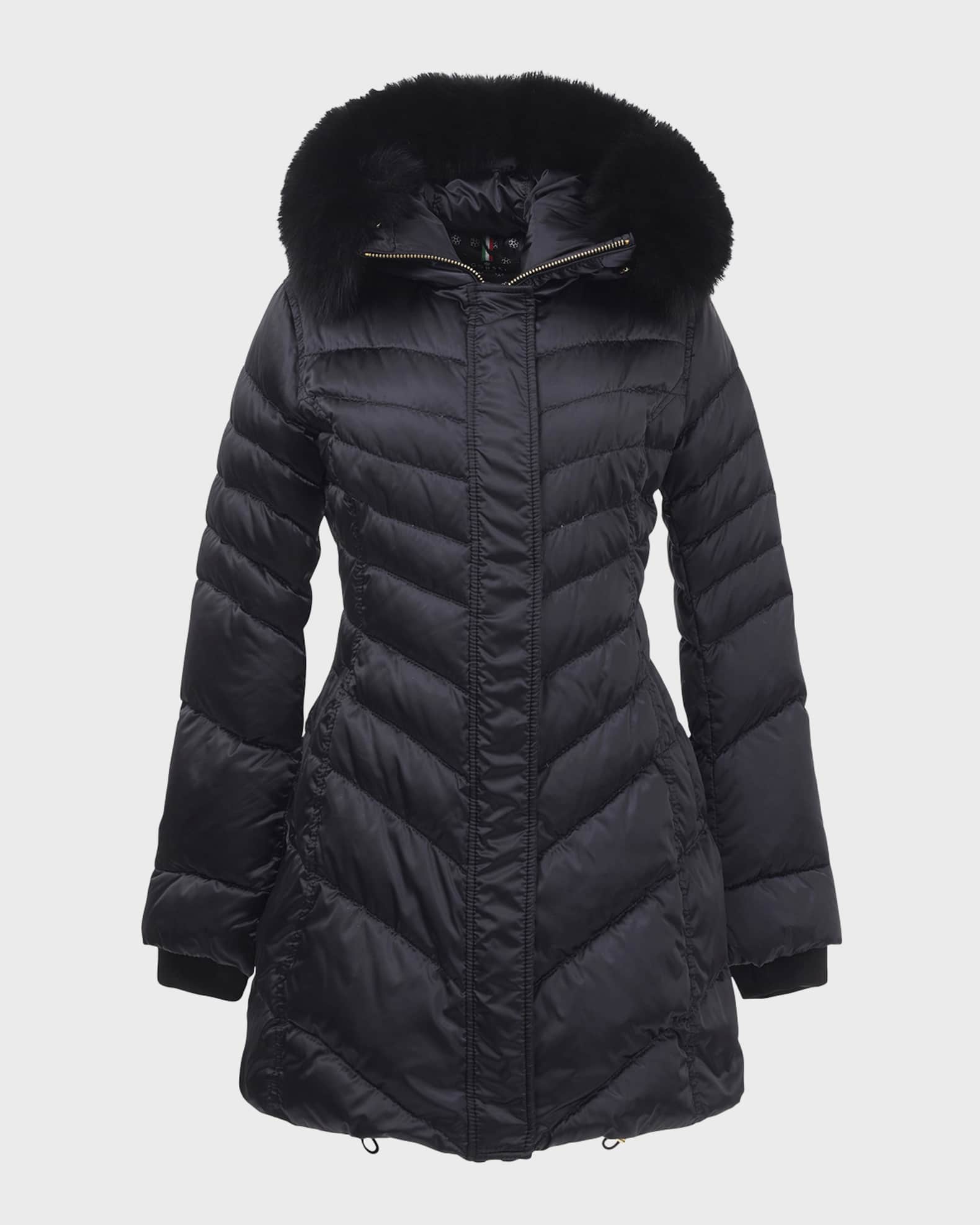 Apres-Ski Chevron Jacket w/ Detachable Toscana Lamb Hood Trim 0