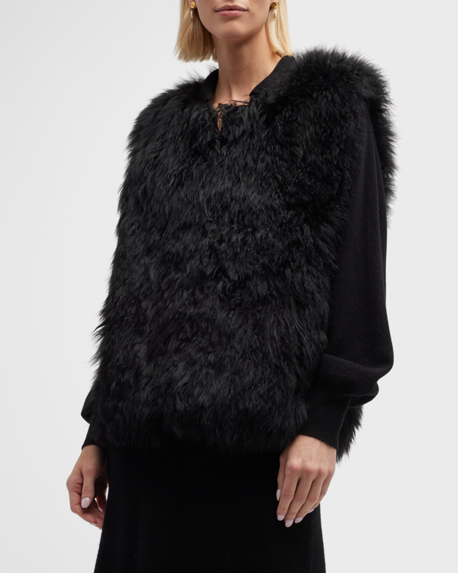 Cashmere Goat Fur Collarless Vest 1