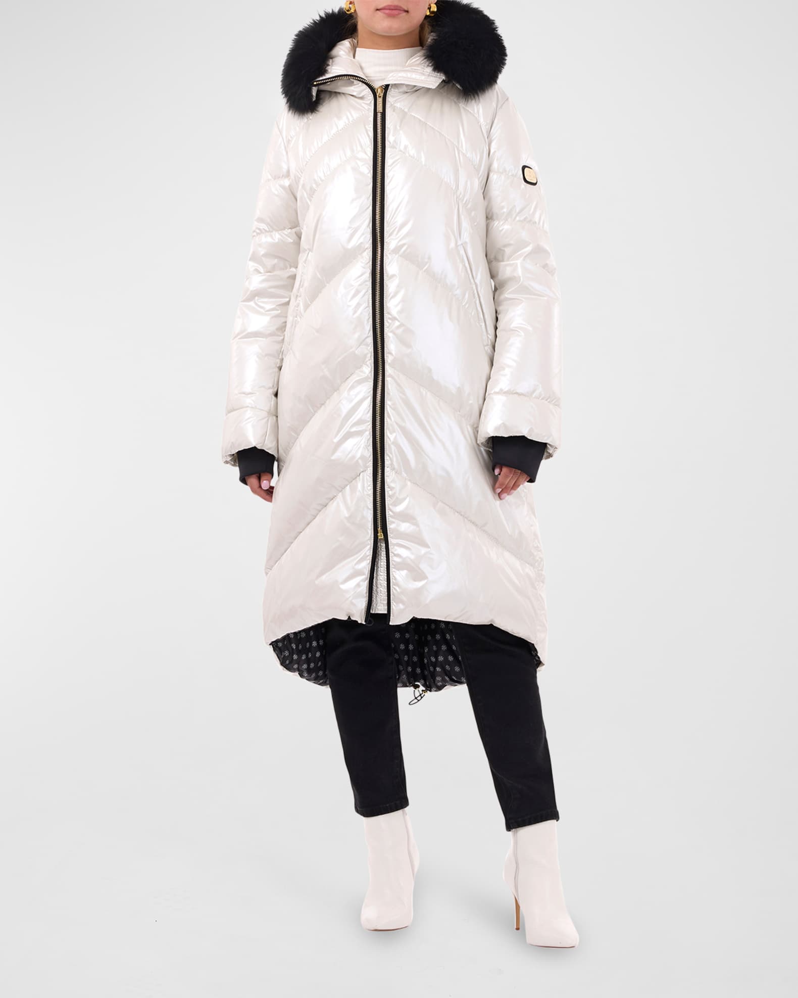 Gorski Long Apres-Ski Jacket w/ Detachable Lamb Fur Trim | Neiman Marcus