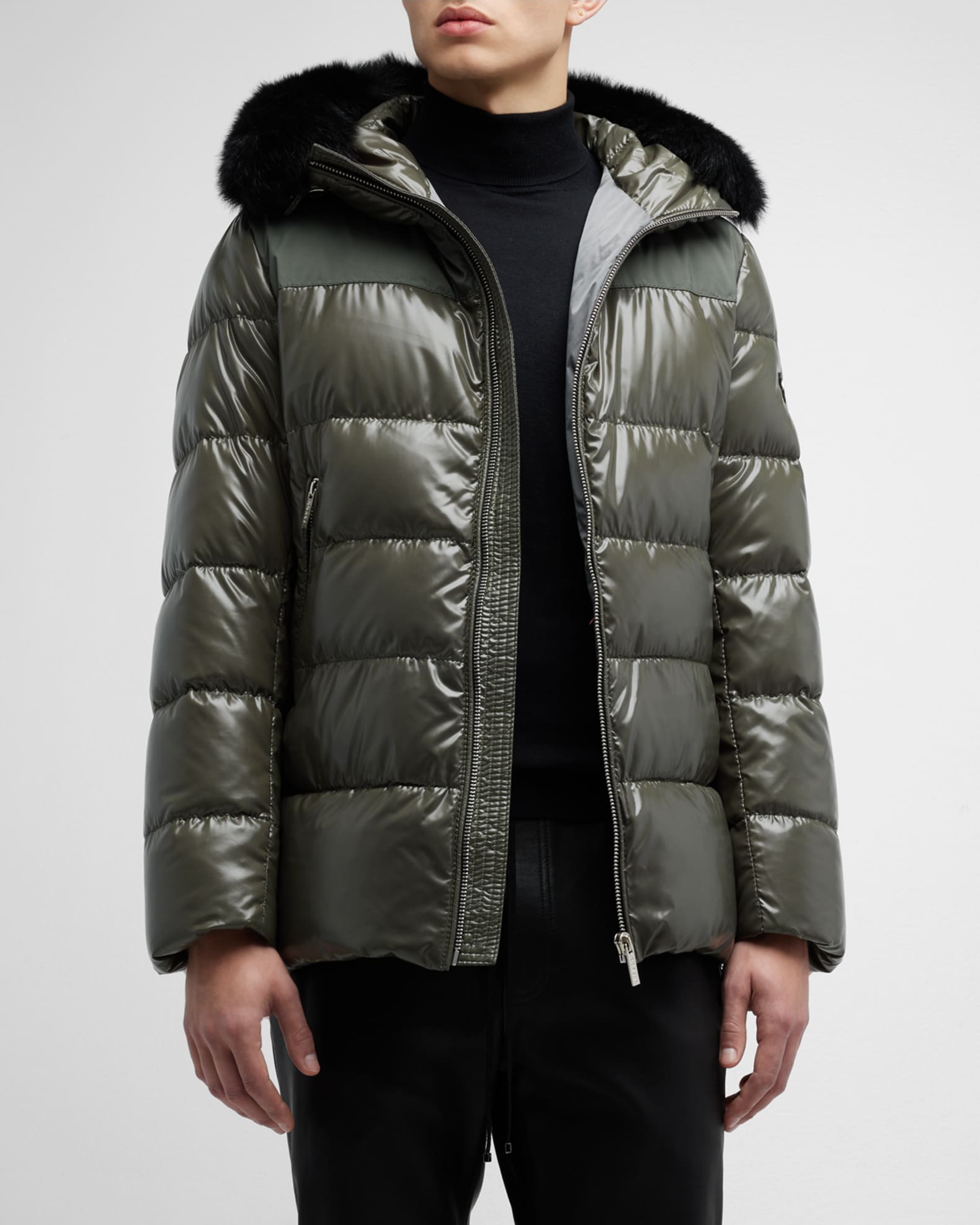 Men's Apres Ski Parka With Detachable Lamb Shearling Hood Trim 1