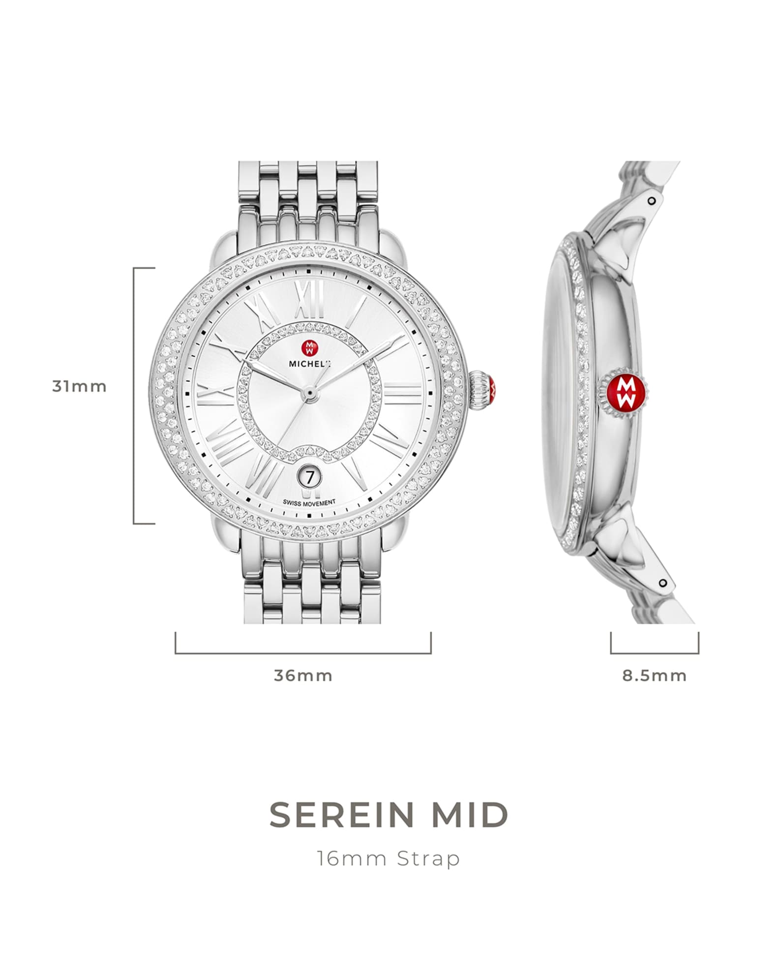 Michele Serein Mid Diamond Watch 36mm Gold