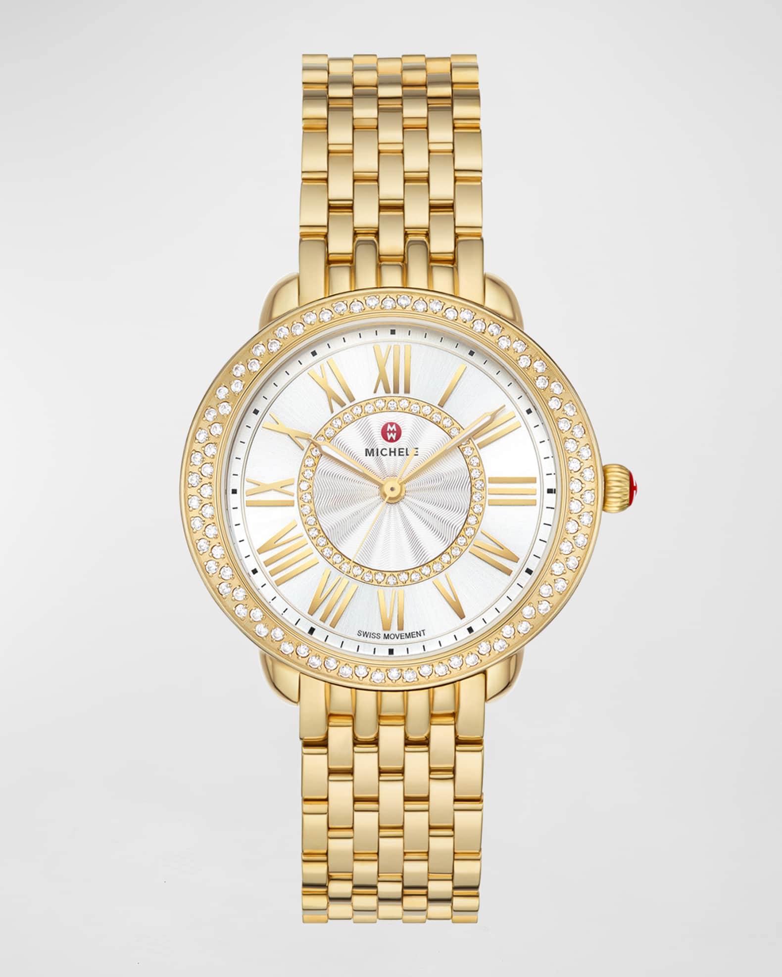 Michele Serein Mid Diamond Watch 36mm Gold