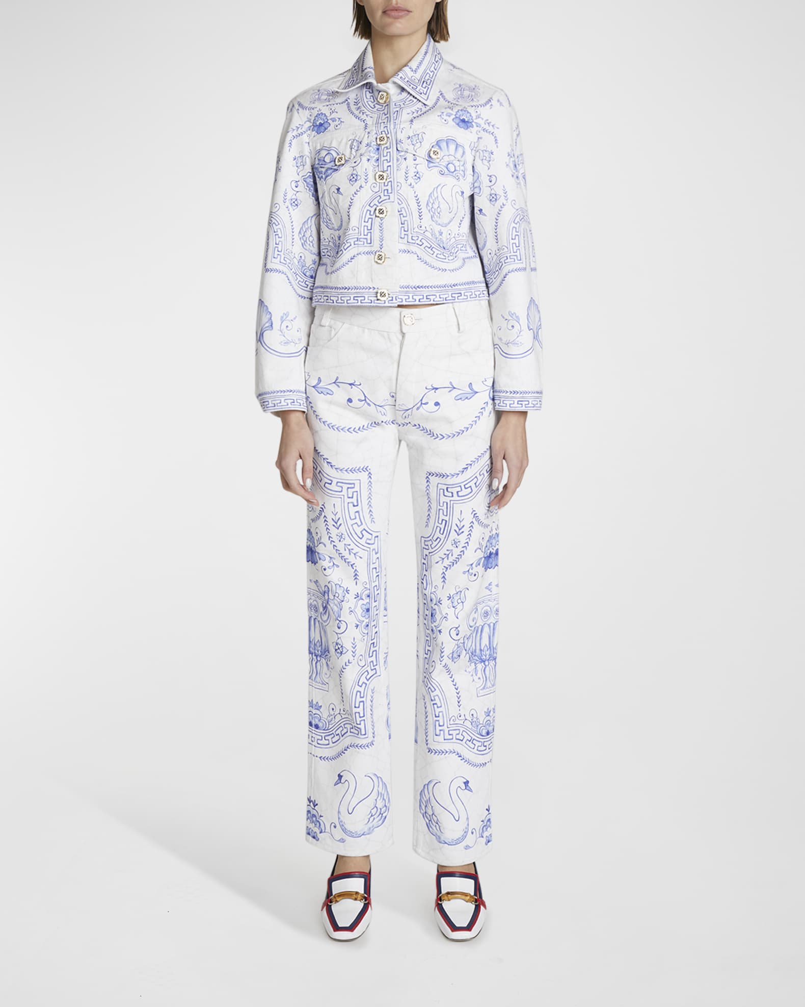 Casablanca Printed Denim Set | Neiman Marcus
