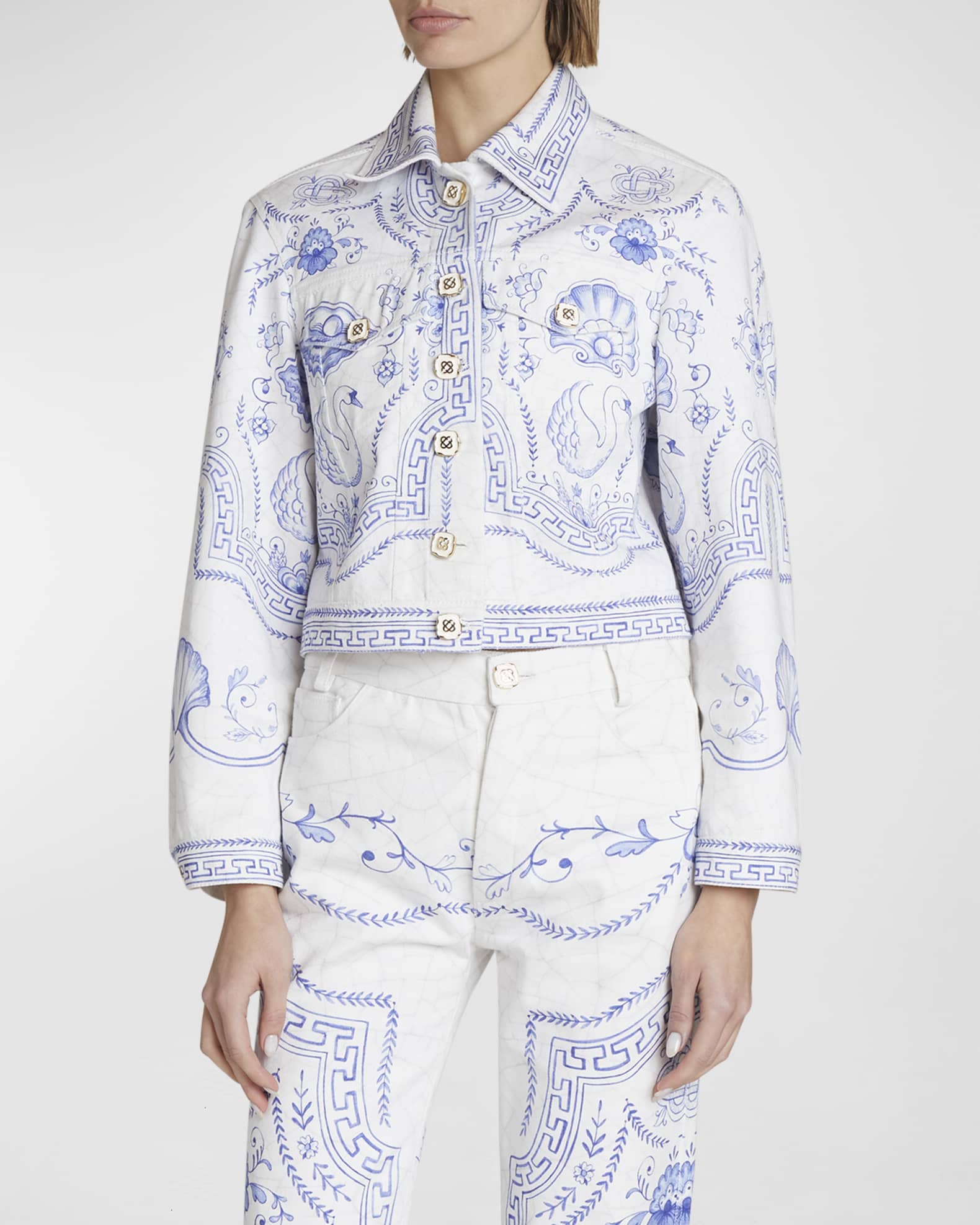 Casablanca Printed Denim Set | Neiman Marcus