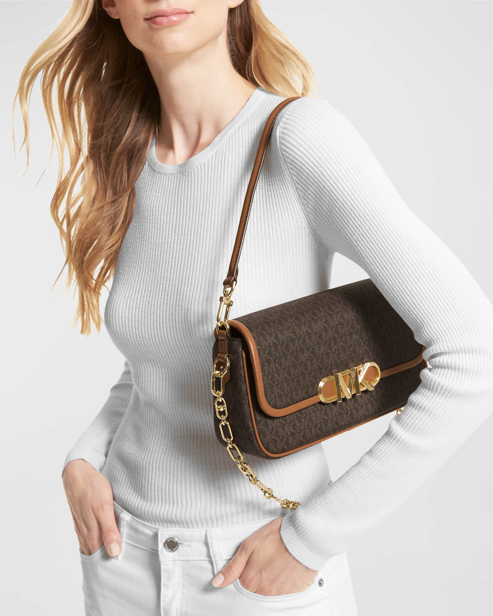 MICHAEL Michael Kors Parker Monogram Convertible Pouchette Shoulder Bag