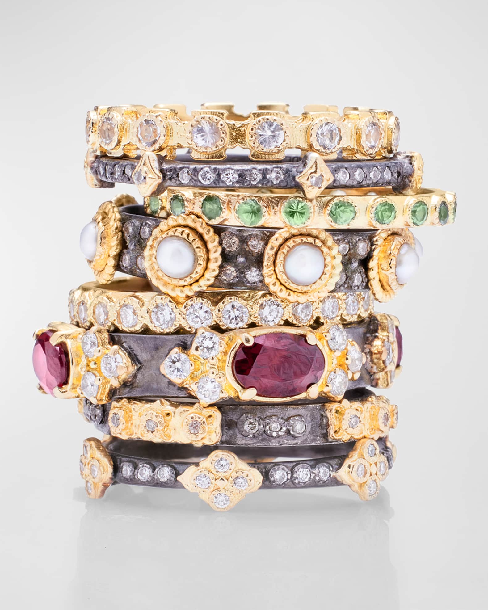Diamond and Garnet Scroll Stack Band  1