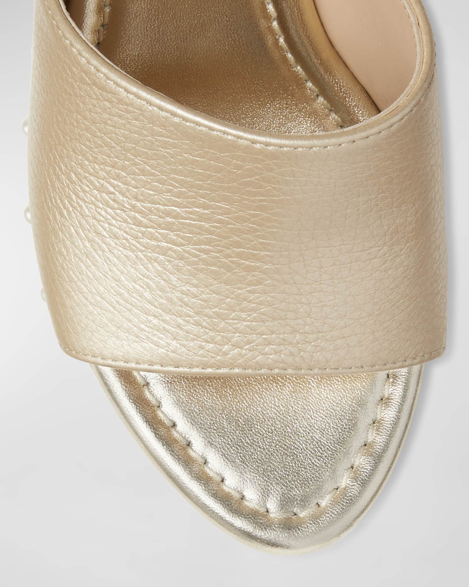 Stuart Weitzman Metallic PearlyStud Clog Sandals Neiman Marcus