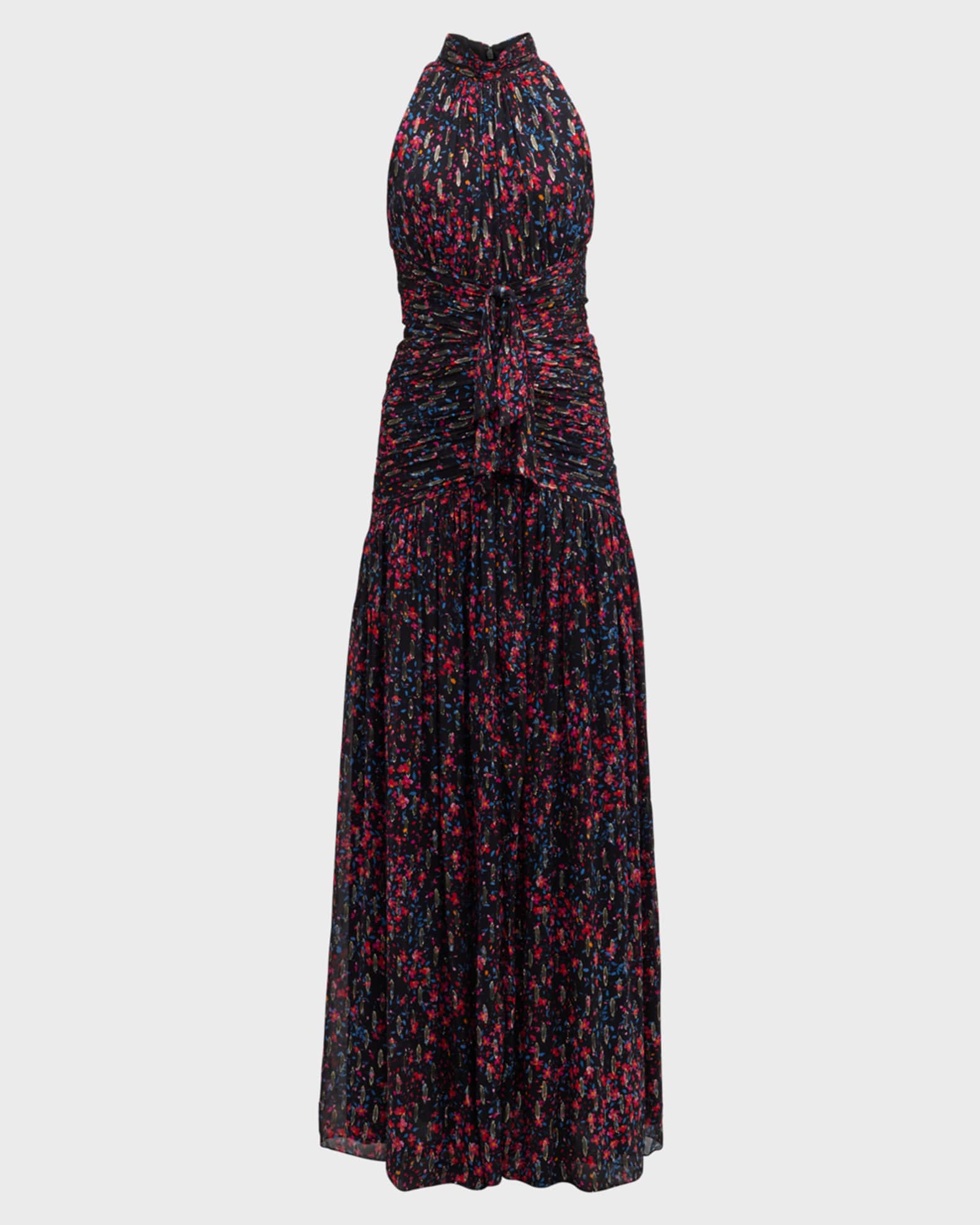 SHOSHANNA Metallic Pattern Ruffle Dress