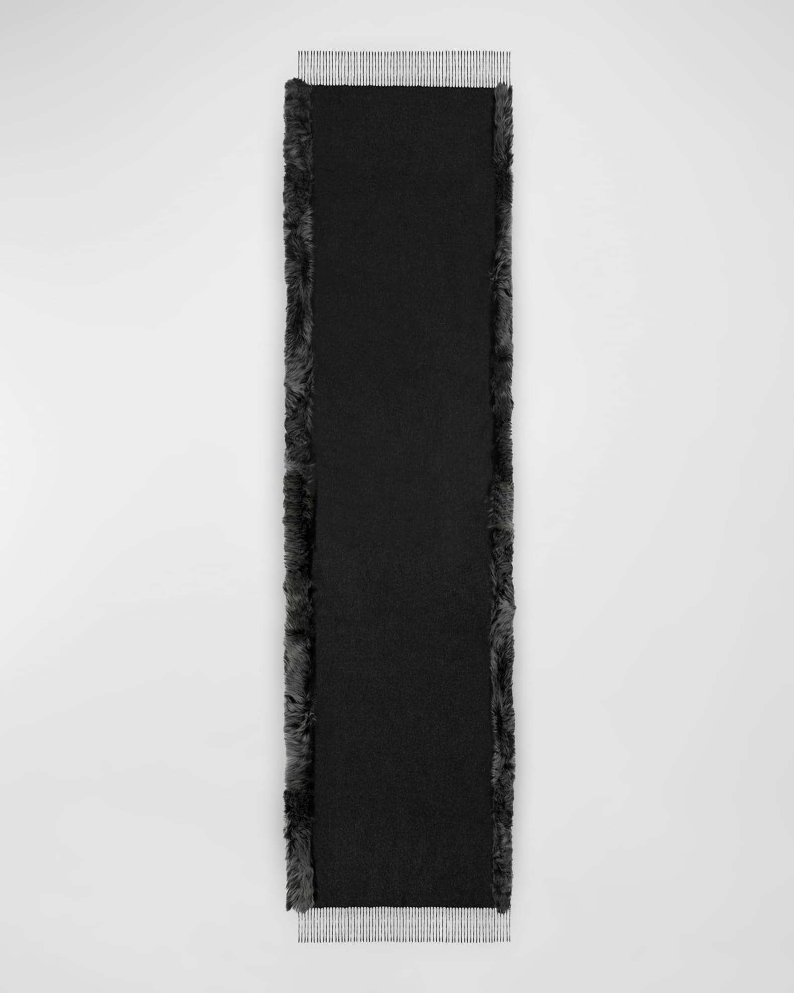 Toscana Lamb Shearling-Trim Fringe Cashmere Stole 1