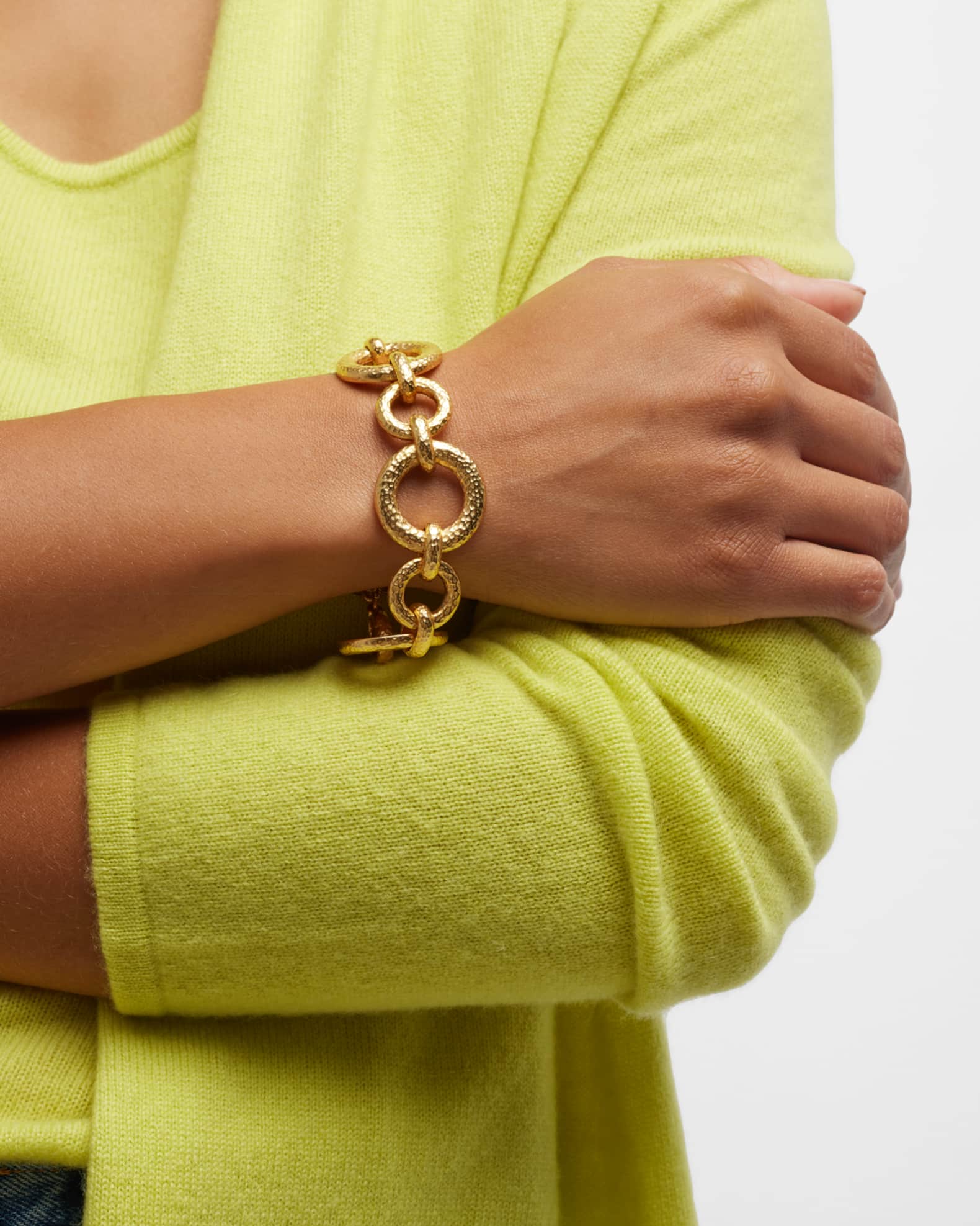 Ben-Amun Gold Hammered Circle Chain Bracelet | Neiman Marcus