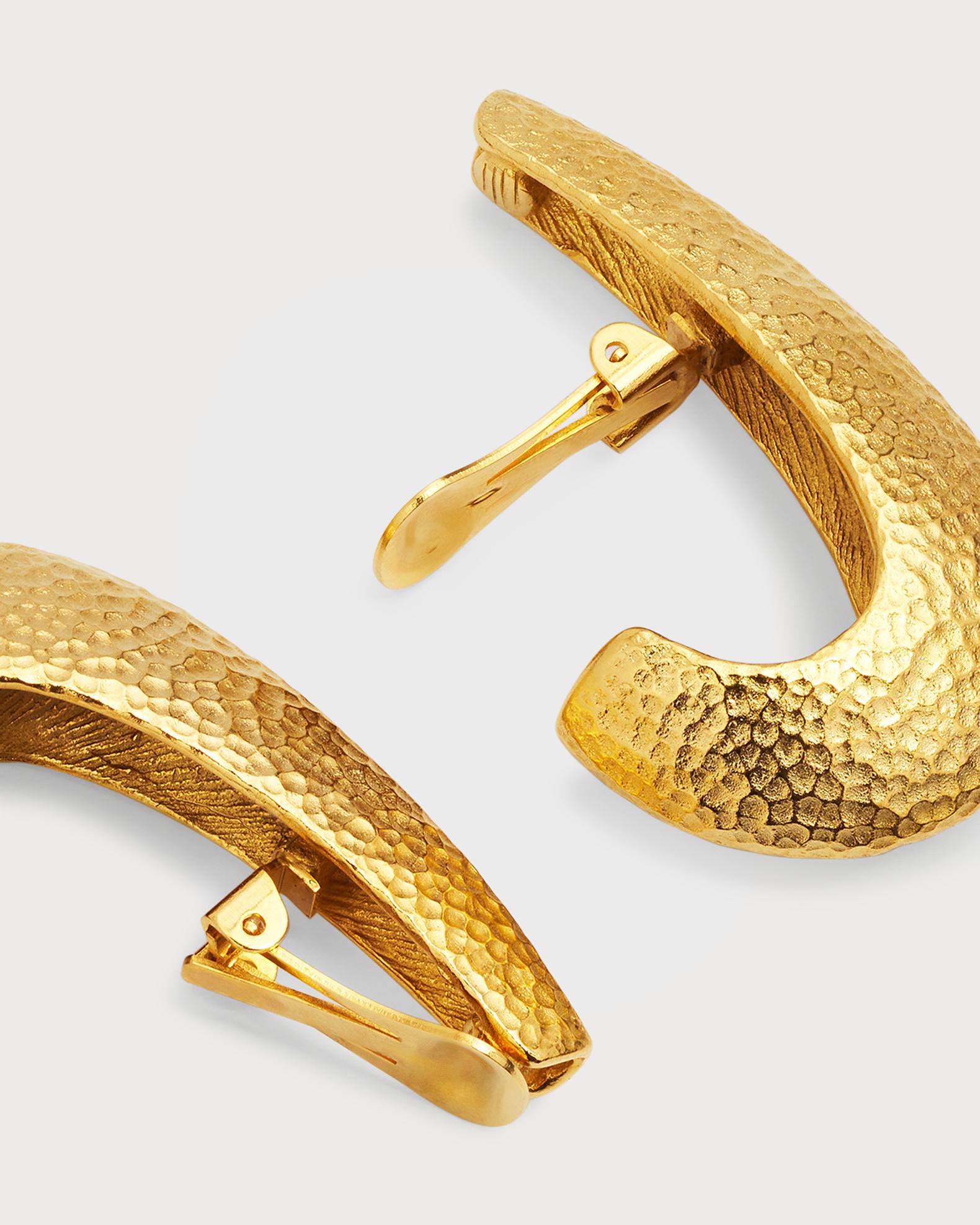 Ben-Amun Gold Hammered Clip-On Hard Hoop Earrings | Neiman Marcus