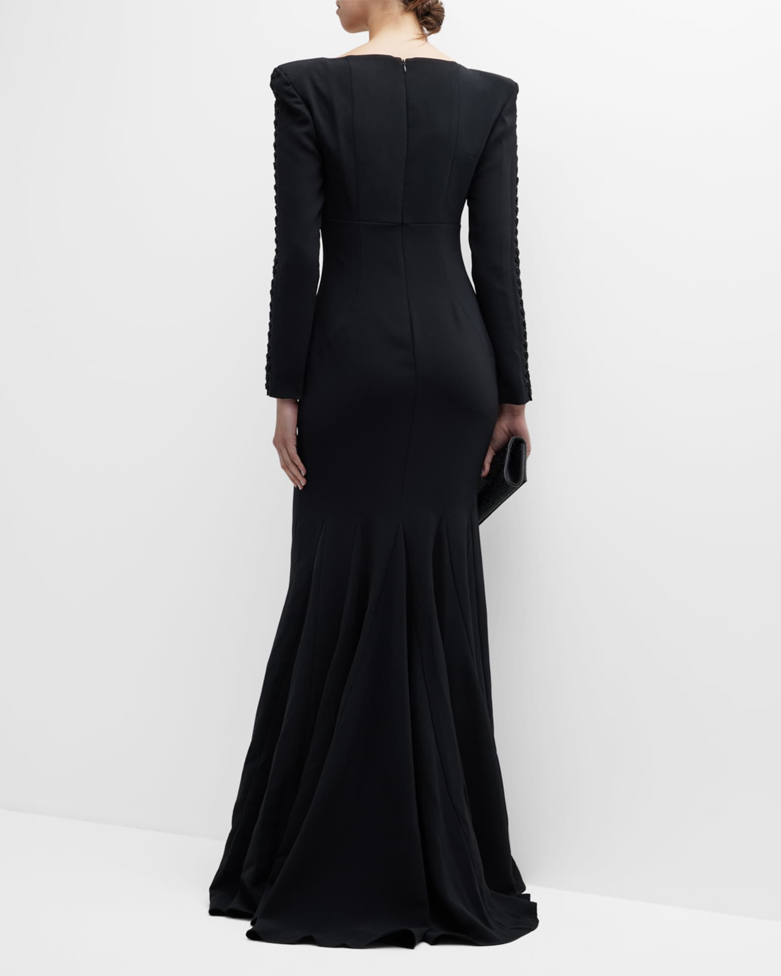 Square Neck Gown with Half Sleeves and Slit Lilac
