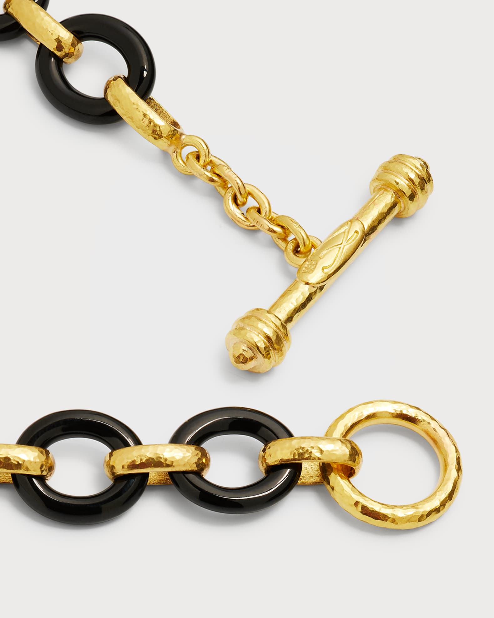 Elizabeth Locke 19K Yellow Gold Black Jade Positano Necklace, 21"L