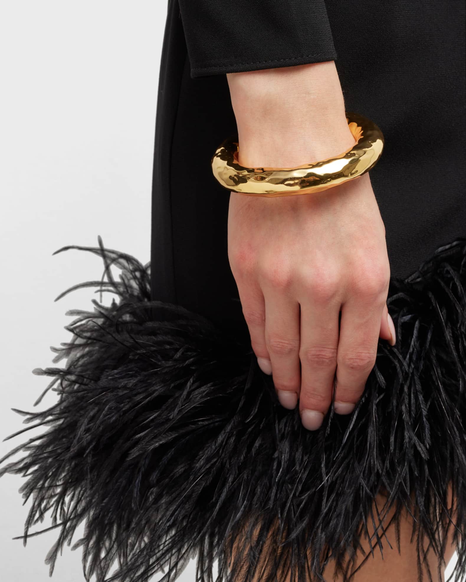 Hammered Gold Chunky Stacking Bangle 1