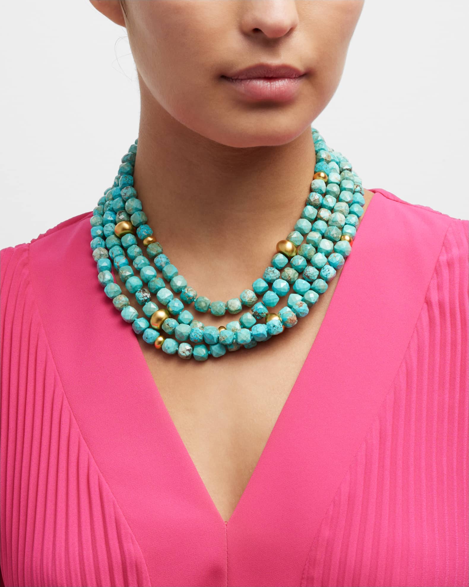 Turquoise Magnesite Brushed Accent Necklace 1