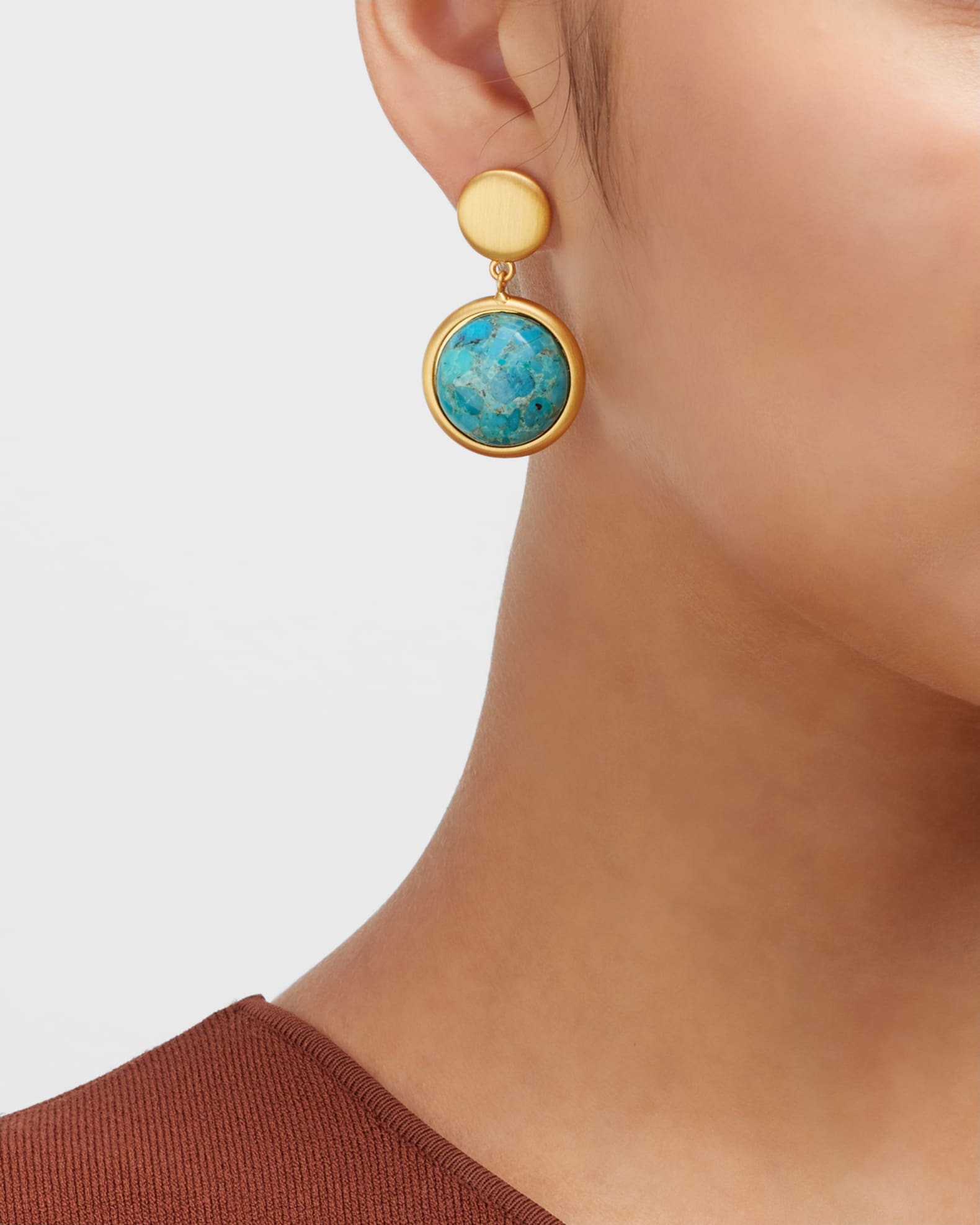 Brushed Gold Turquoise Drop Earrings 1