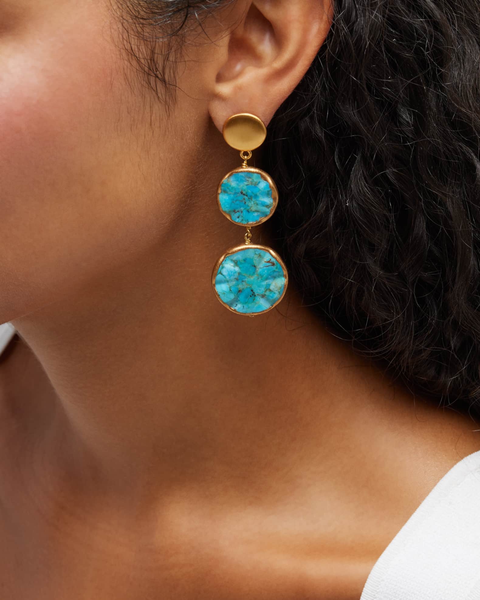 Wavy Turquoise Double Drop Earrings 1