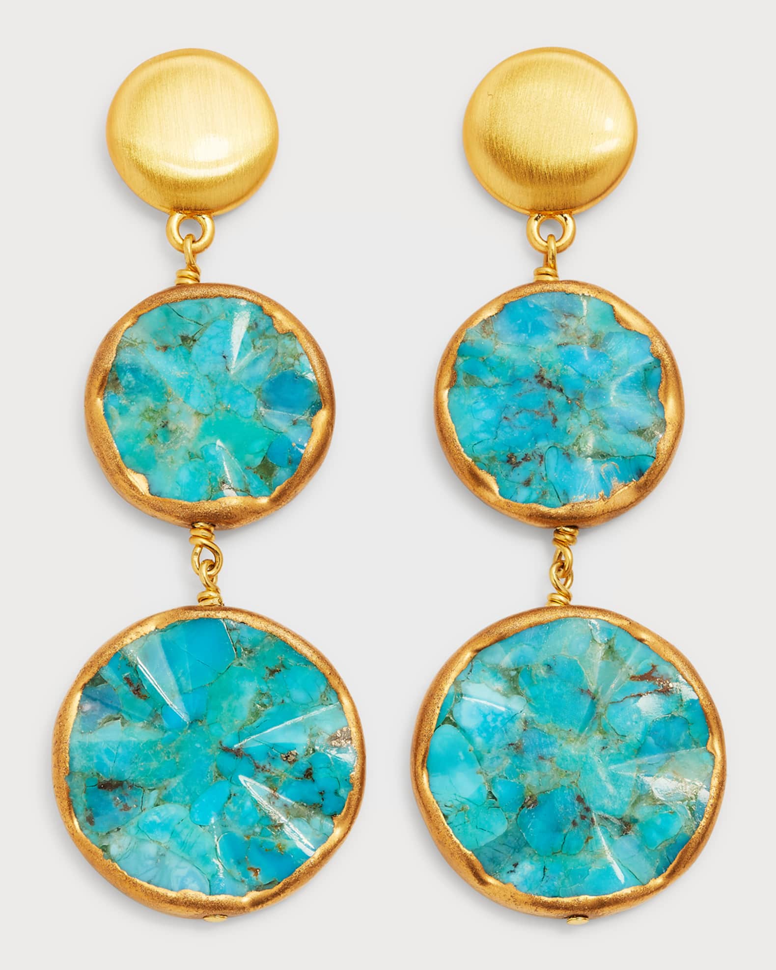 Wavy Turquoise Double Drop Earrings 0