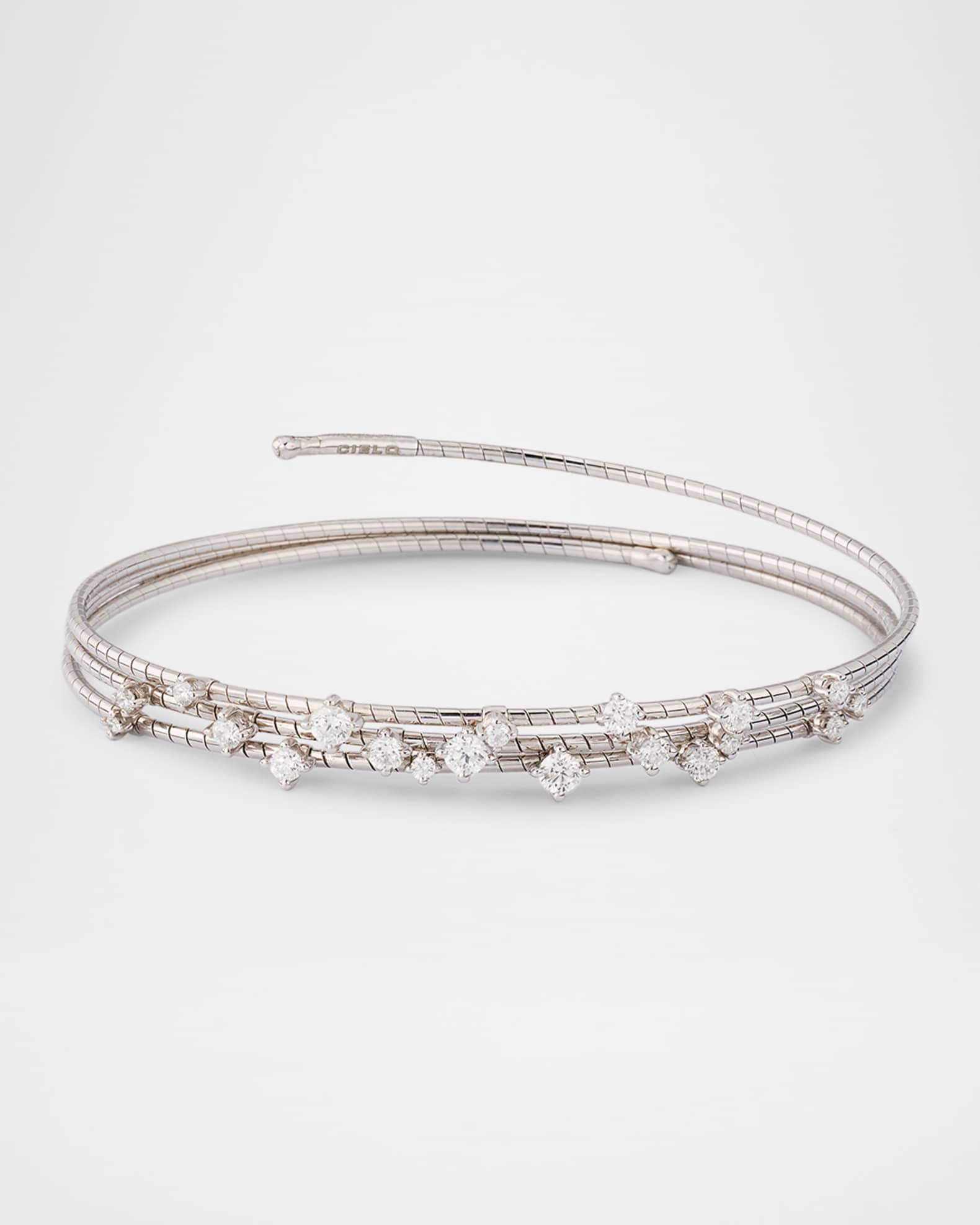 18k White Gold Spiral Diamond Bracelet 0